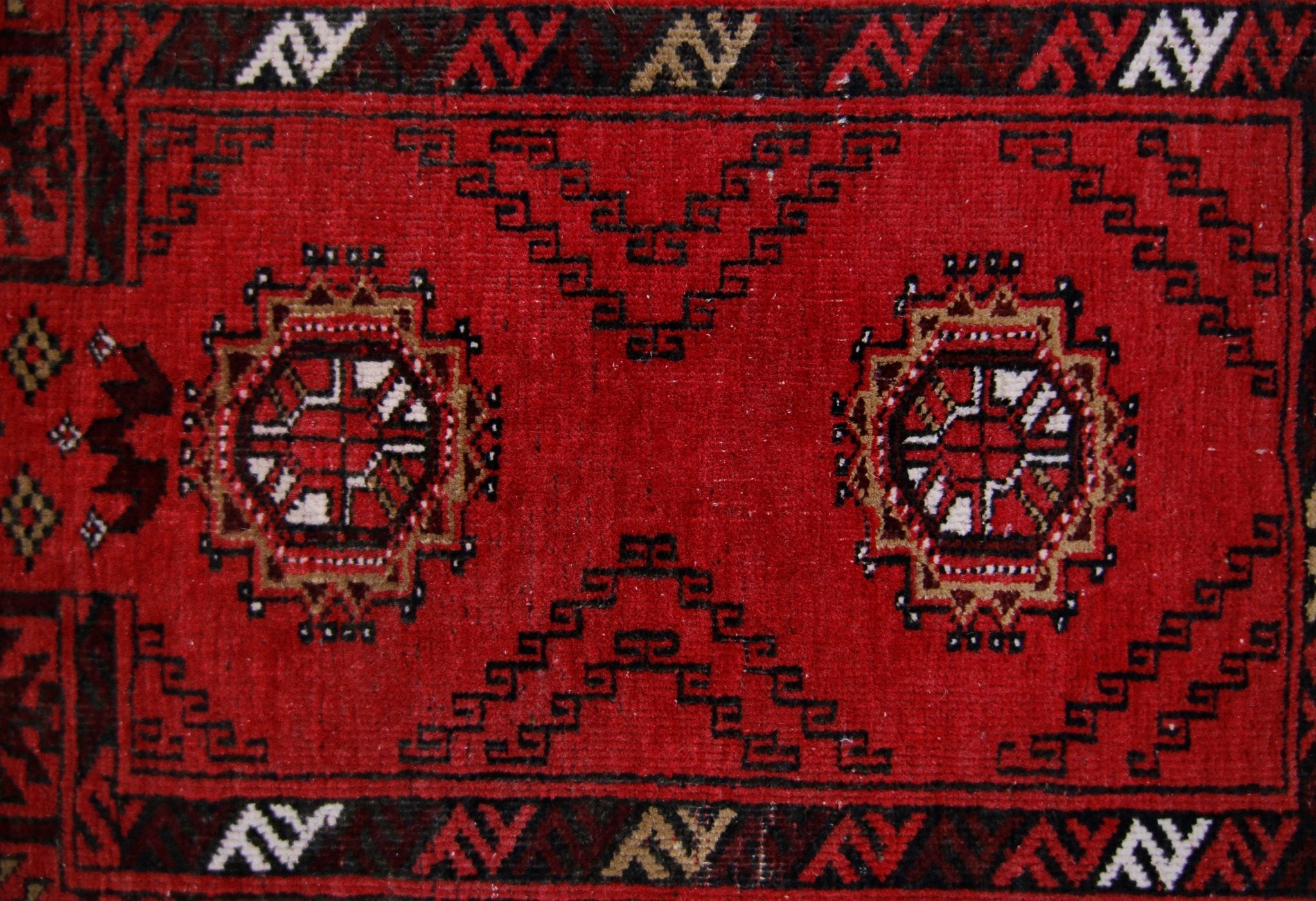 Handmade Vintage Afghan Turkmen Prayer Rug | 100 x 78 cm | 3'3" x 2'7" - Najaf Rugs & Textile