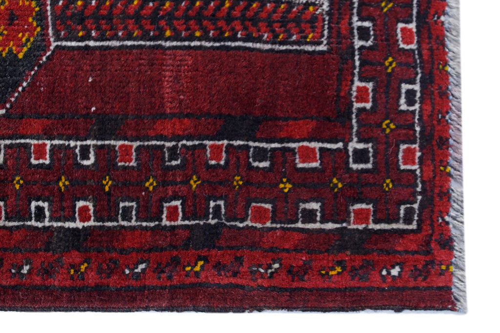 Handmade Vintage Afghan Turkmen Prayer Rug | 102 x 75 cm | 3'4" x 2'5" - Najaf Rugs & Textile