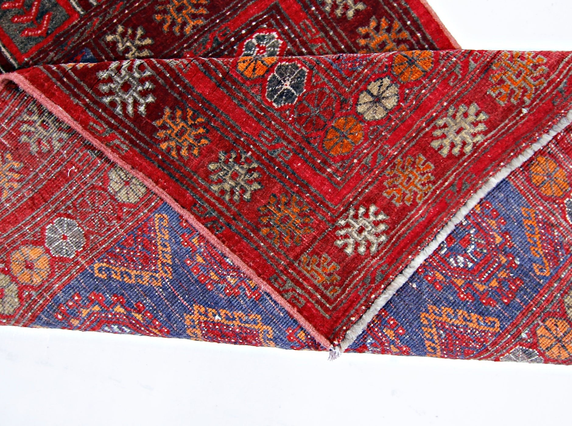 Handmade Vintage Afghan Turkmen Prayer Rug | 111 x 77 cm | 3'8" x 2'6" - Najaf Rugs & Textile