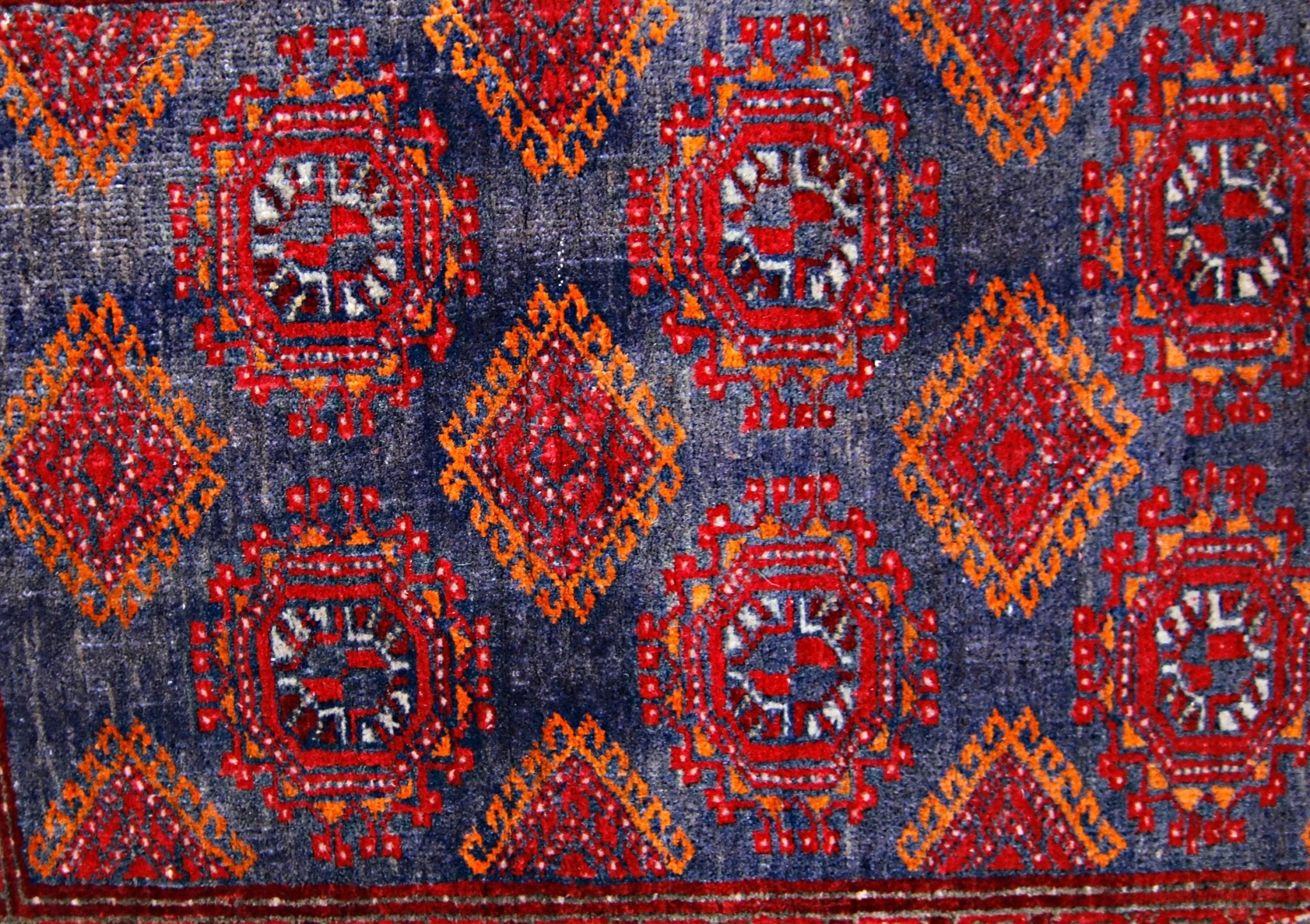 Handmade Vintage Afghan Turkmen Prayer Rug | 111 x 77 cm | 3'8" x 2'6" - Najaf Rugs & Textile
