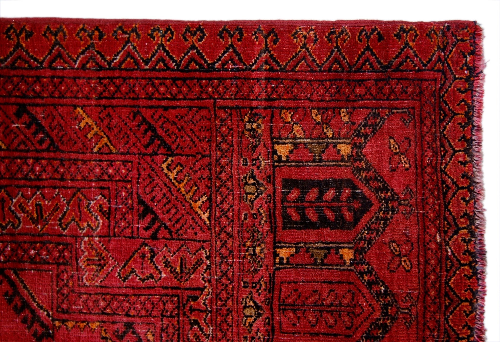 Handmade Vintage Afghan Turkmen Prayer Rug | 116 x 75 cm | 3'10" x 2'5" - Najaf Rugs & Textile