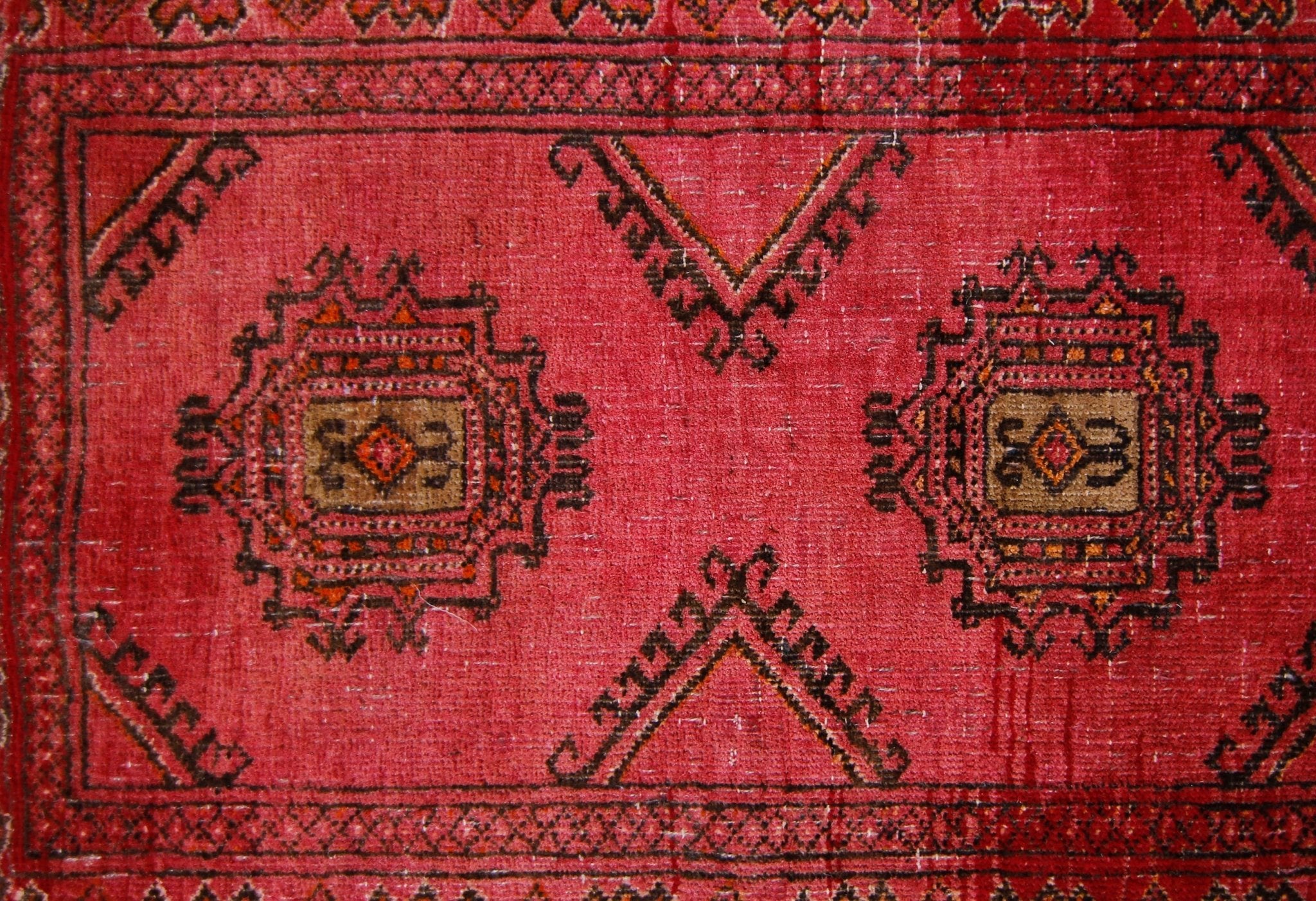 Handmade Vintage Afghan Turkmen Prayer Rug | 116 x 75 cm | 3'10" x 2'5" - Najaf Rugs & Textile