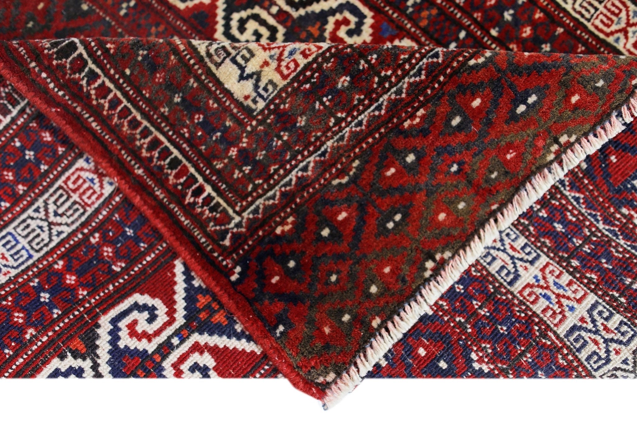 Handmade Vintage Afghan Turkmen Prayer Rug | 117 x 83 cm | 3'10" x 2'9" - Najaf Rugs & Textile