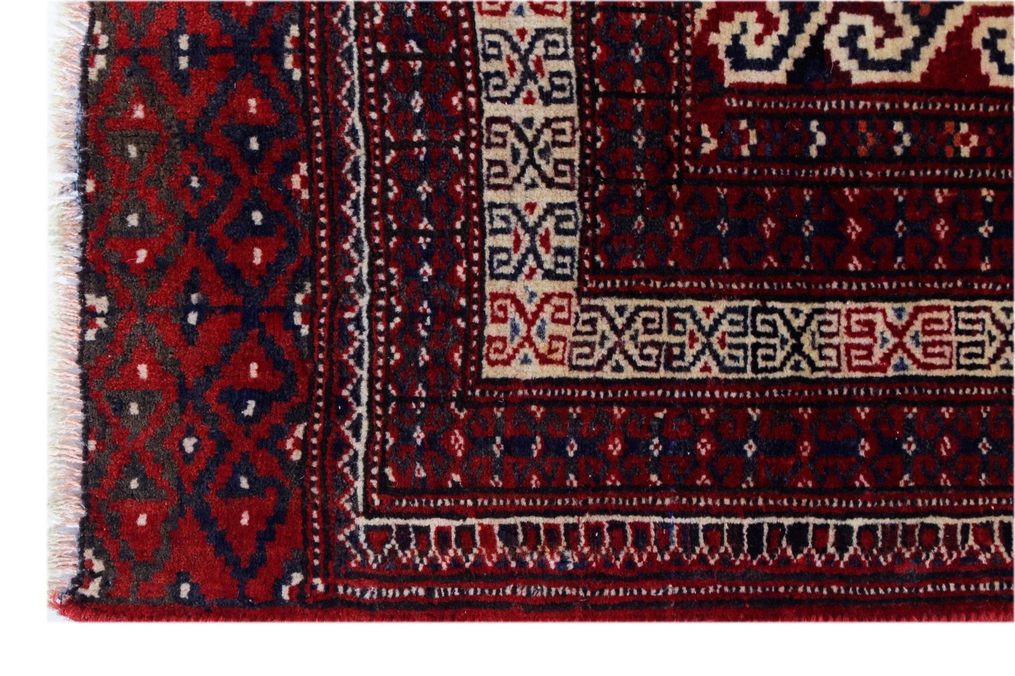 Handmade Vintage Afghan Turkmen Prayer Rug | 117 x 83 cm | 3'10" x 2'9" - Najaf Rugs & Textile