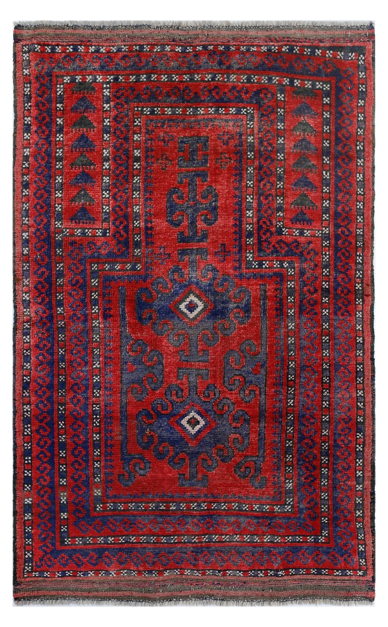 Handmade Vintage Afghan Turkmen Prayer Rug | 120 x 80 cm | 3'11" x 2'8" - Najaf Rugs & Textile