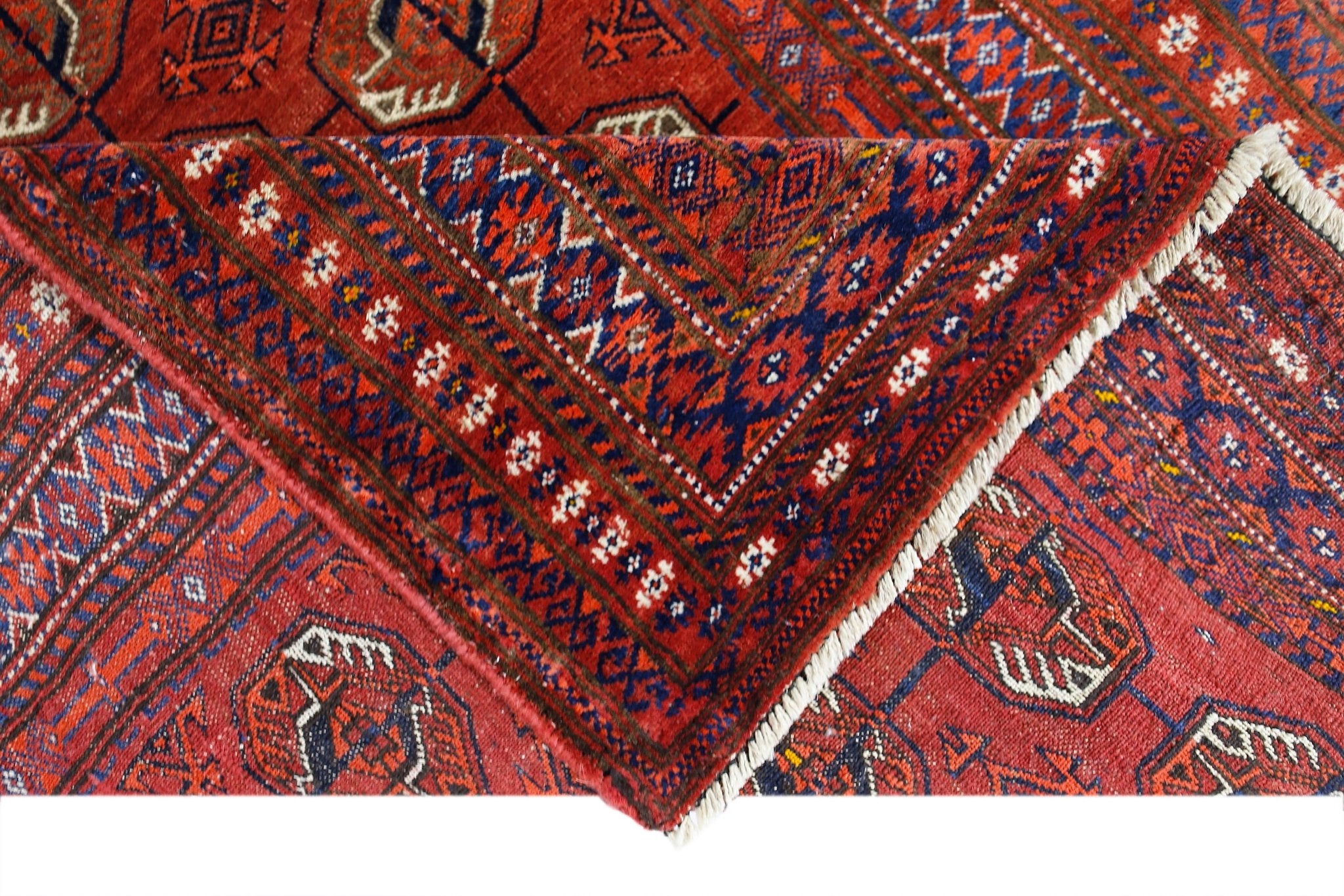 Handmade Vintage Afghan Turkmen Prayer Rug | 128 x 91 cm | 4'2" x 3' - Najaf Rugs & Textile