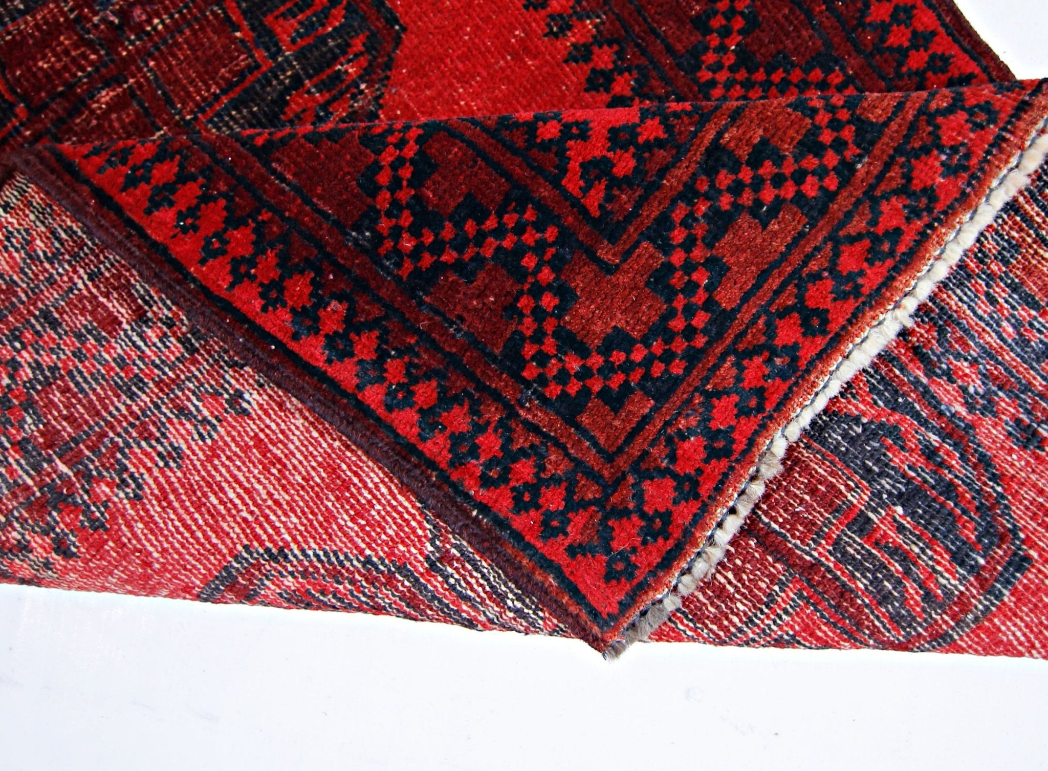 Handmade Vintage Afghan Turkmen Rug | 113 x 80 cm | 3'8" x 2'7" - Najaf Rugs & Textile