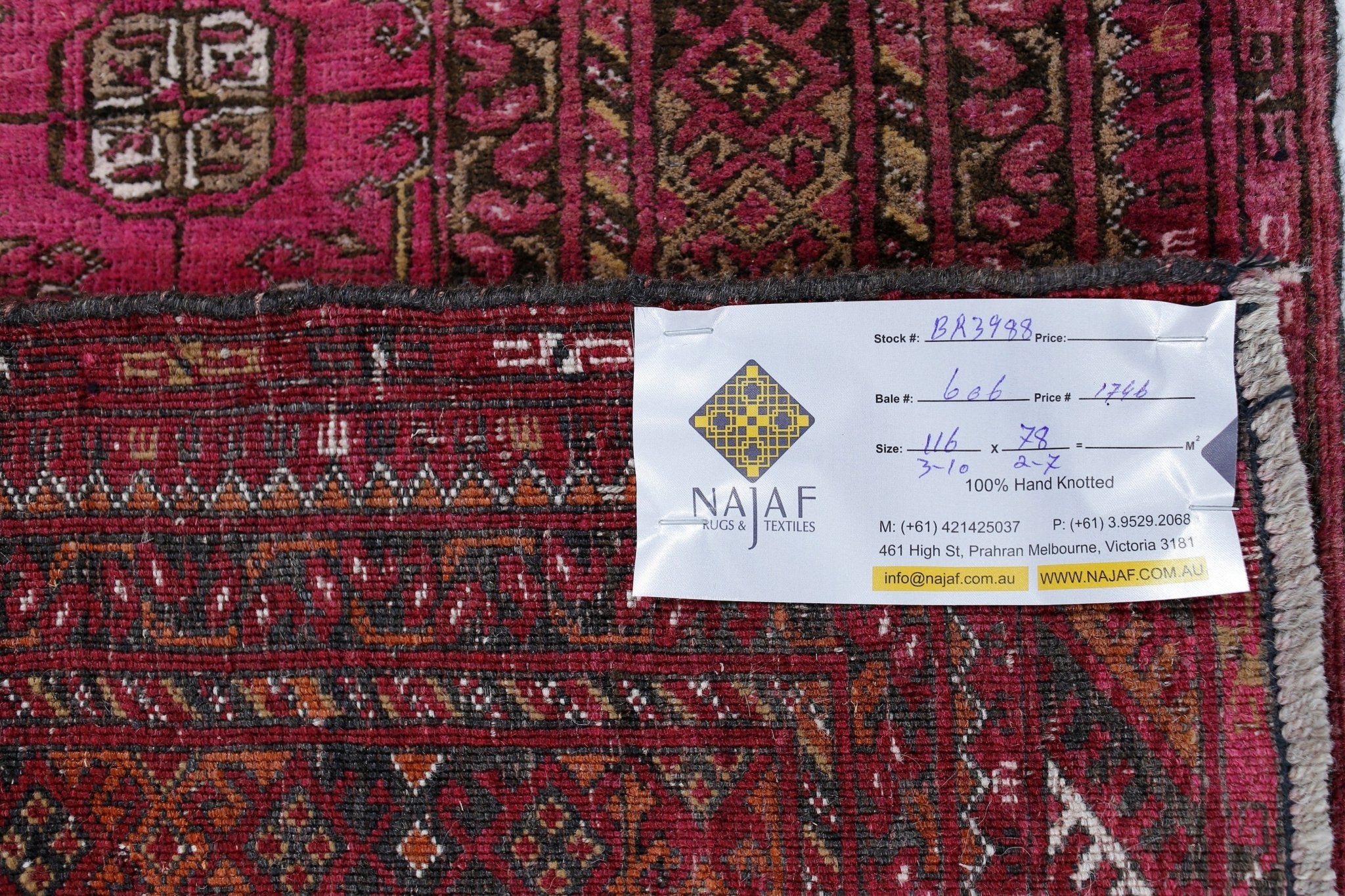 Handmade Vintage Afghan Turkmen Rug | 116 x 78 cm | 3'10" x 2'7" - Najaf Rugs & Textile