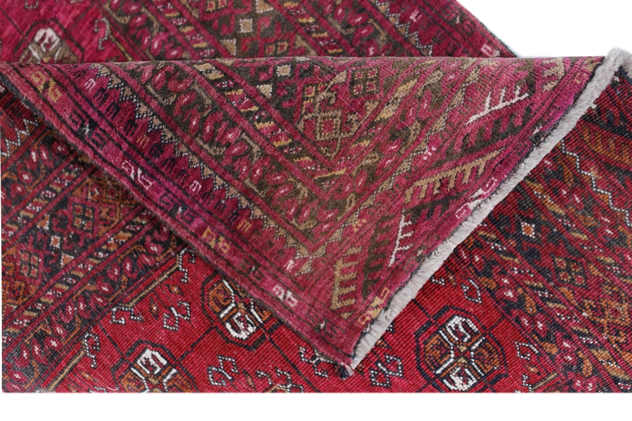 Handmade Vintage Afghan Turkmen Rug | 116 x 78 cm | 3'10" x 2'7" - Najaf Rugs & Textile