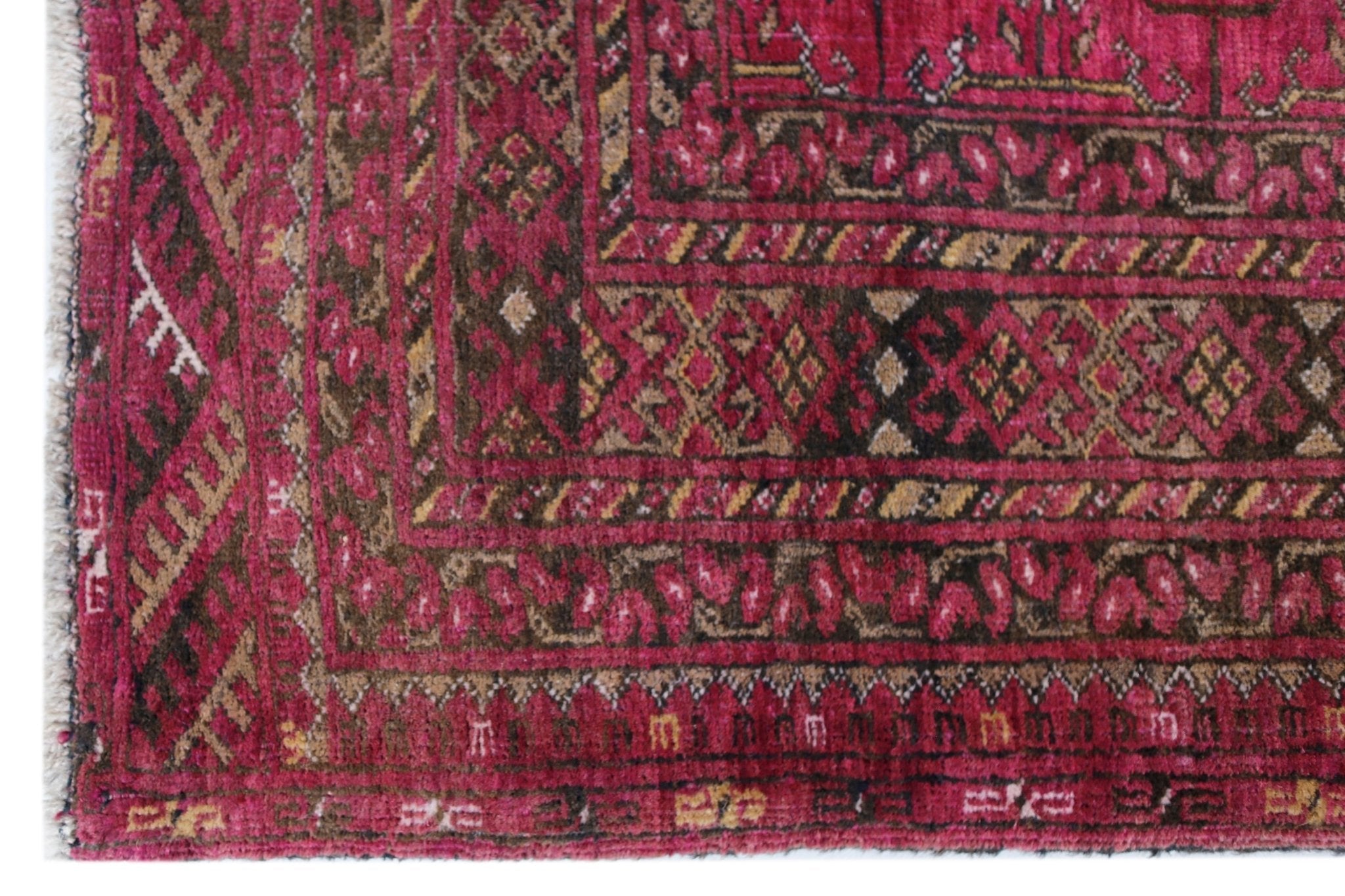 Handmade Vintage Afghan Turkmen Rug | 116 x 78 cm | 3'10" x 2'7" - Najaf Rugs & Textile