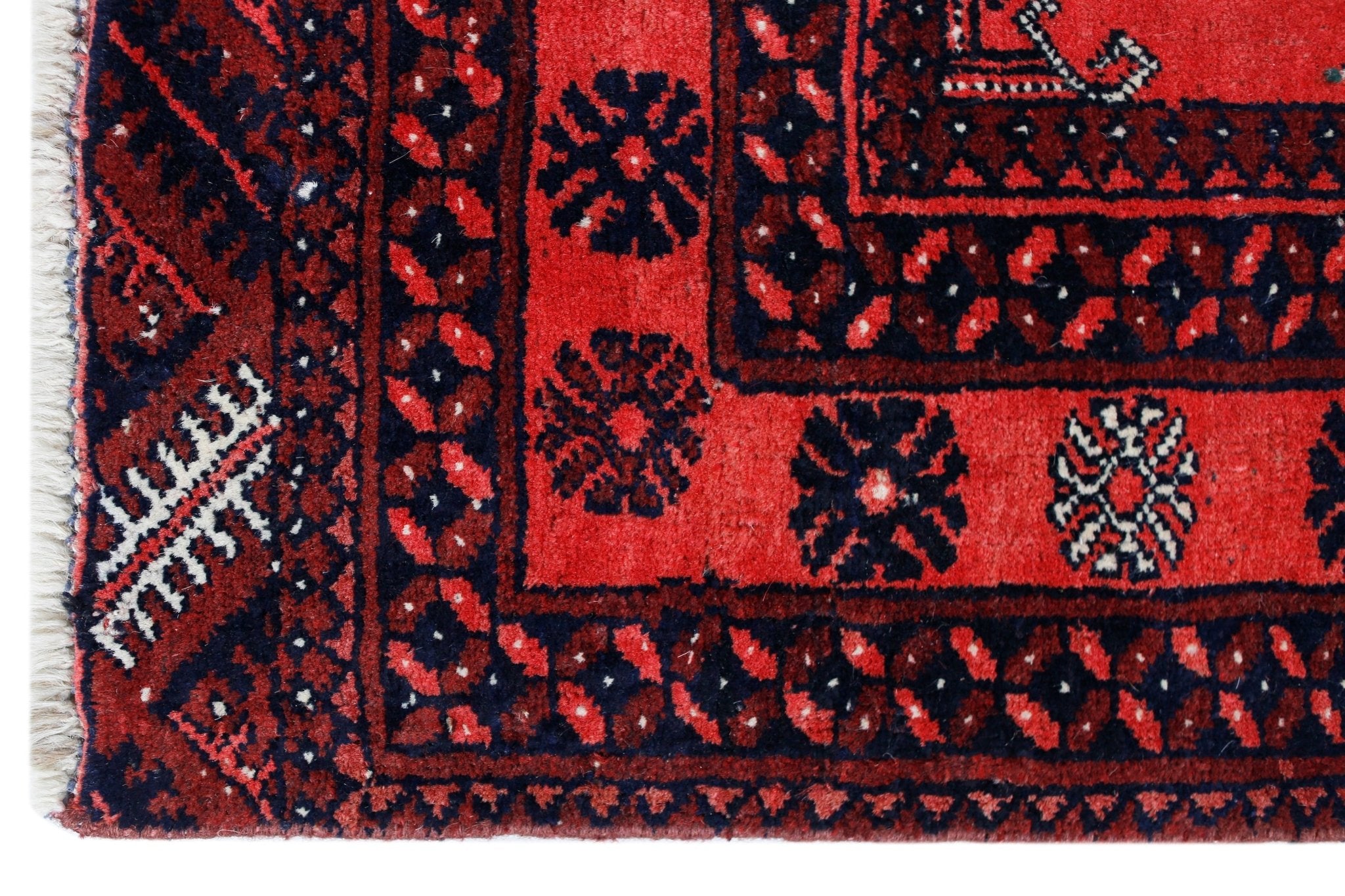 Handmade Vintage Afghan Turkmen Rug | 117 x 72 cm | 3'10" x 2'4" - Najaf Rugs & Textile