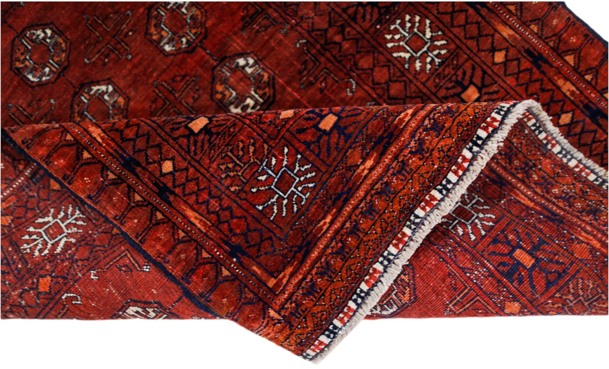 Handmade Vintage Afghan Turkmen Rug | 128 x 106 cm | 4'2" x 3'6" - Najaf Rugs & Textile