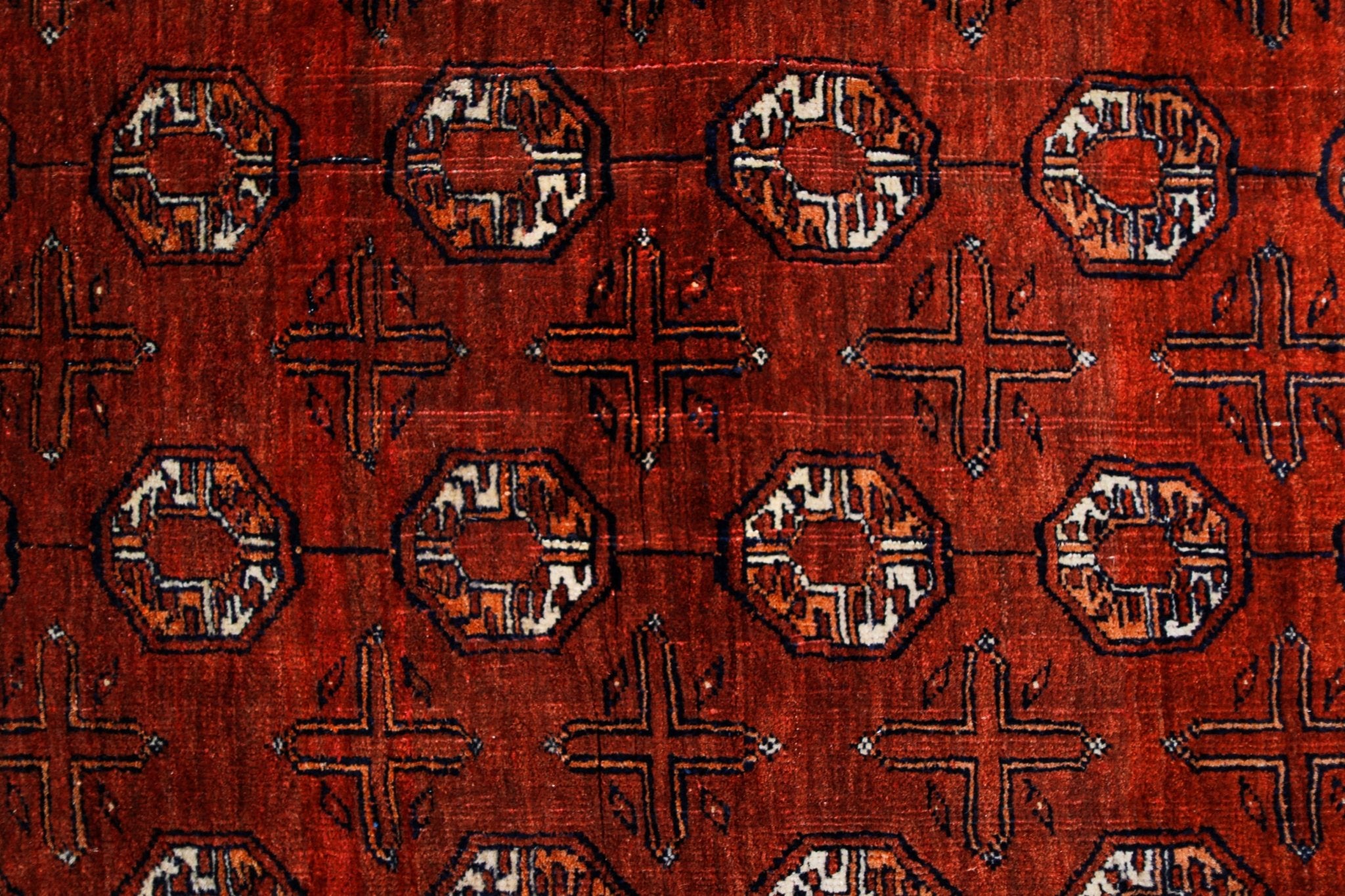 Handmade Vintage Afghan Turkmen Rug | 128 x 106 cm | 4'2" x 3'6" - Najaf Rugs & Textile