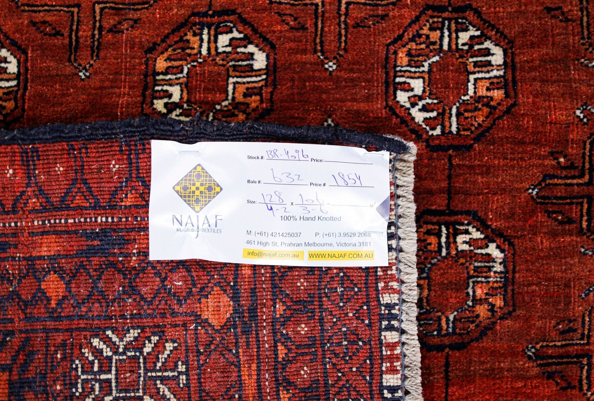 Handmade Vintage Afghan Turkmen Rug | 128 x 106 cm | 4'2" x 3'6" - Najaf Rugs & Textile