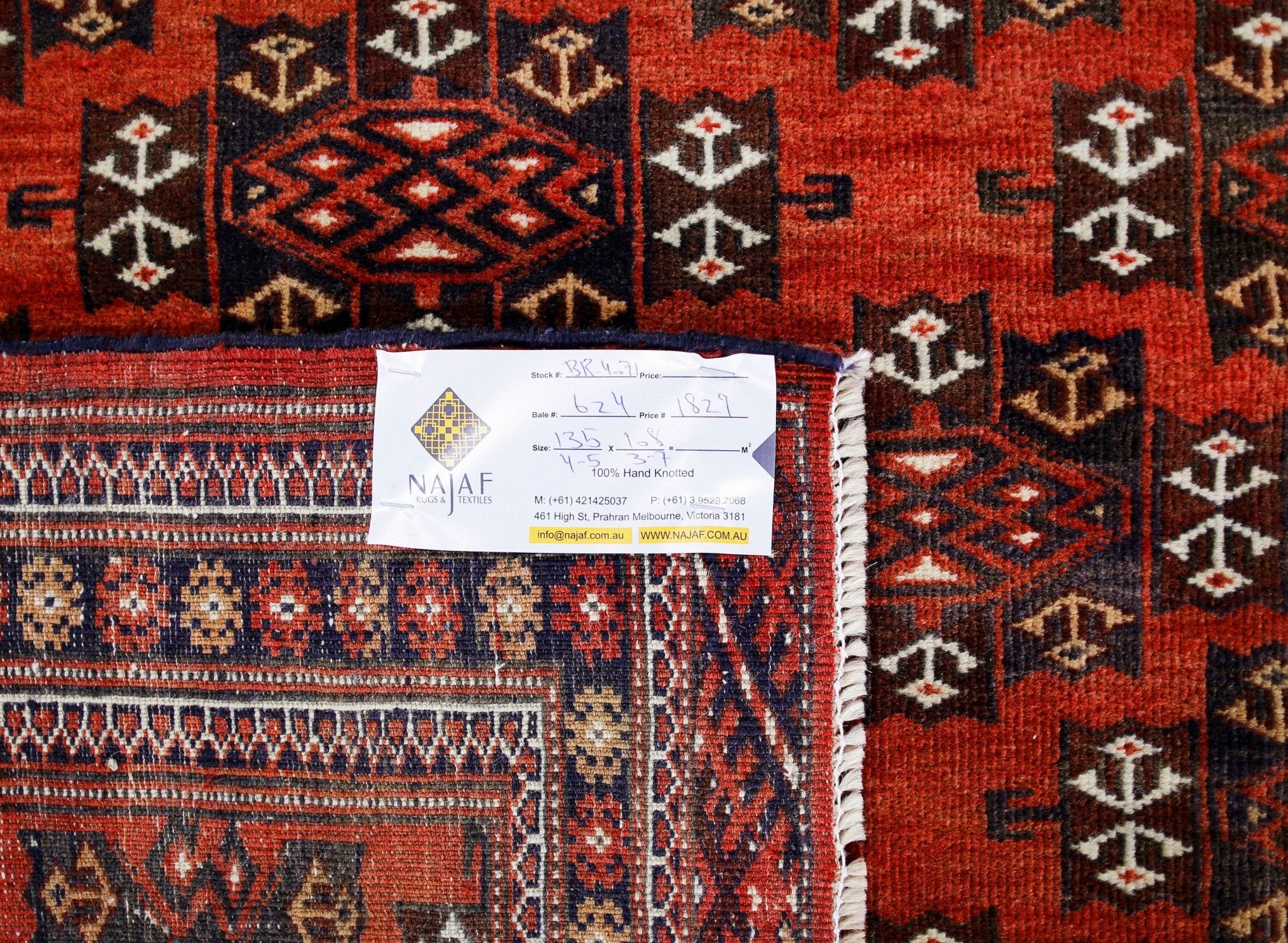 Handmade Vintage Afghan Turkmen Rug | 135 x 108 cm | 4'5" x 3'7" - Najaf Rugs & Textile