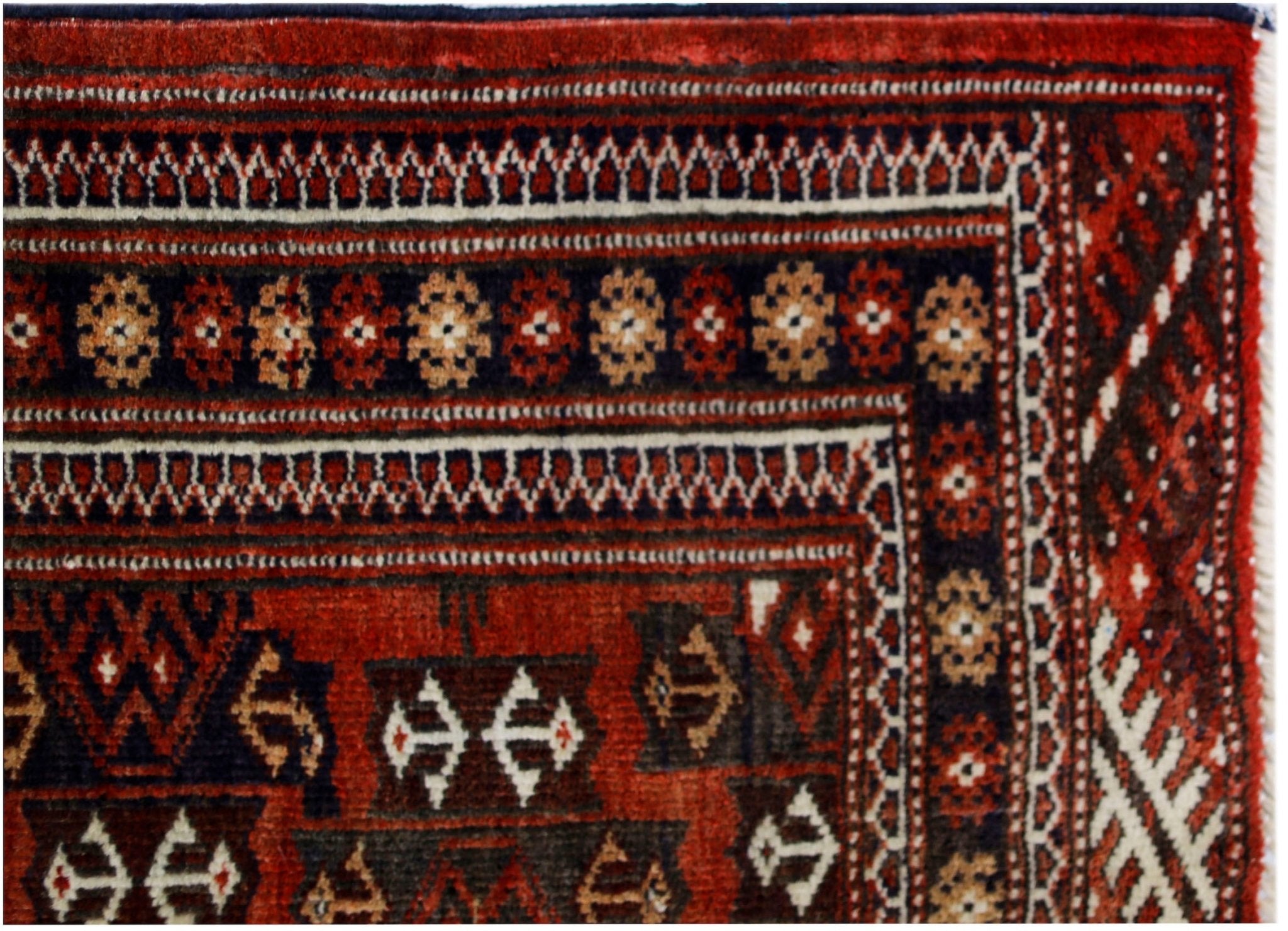 Handmade Vintage Afghan Turkmen Rug | 135 x 108 cm | 4'5" x 3'7" - Najaf Rugs & Textile