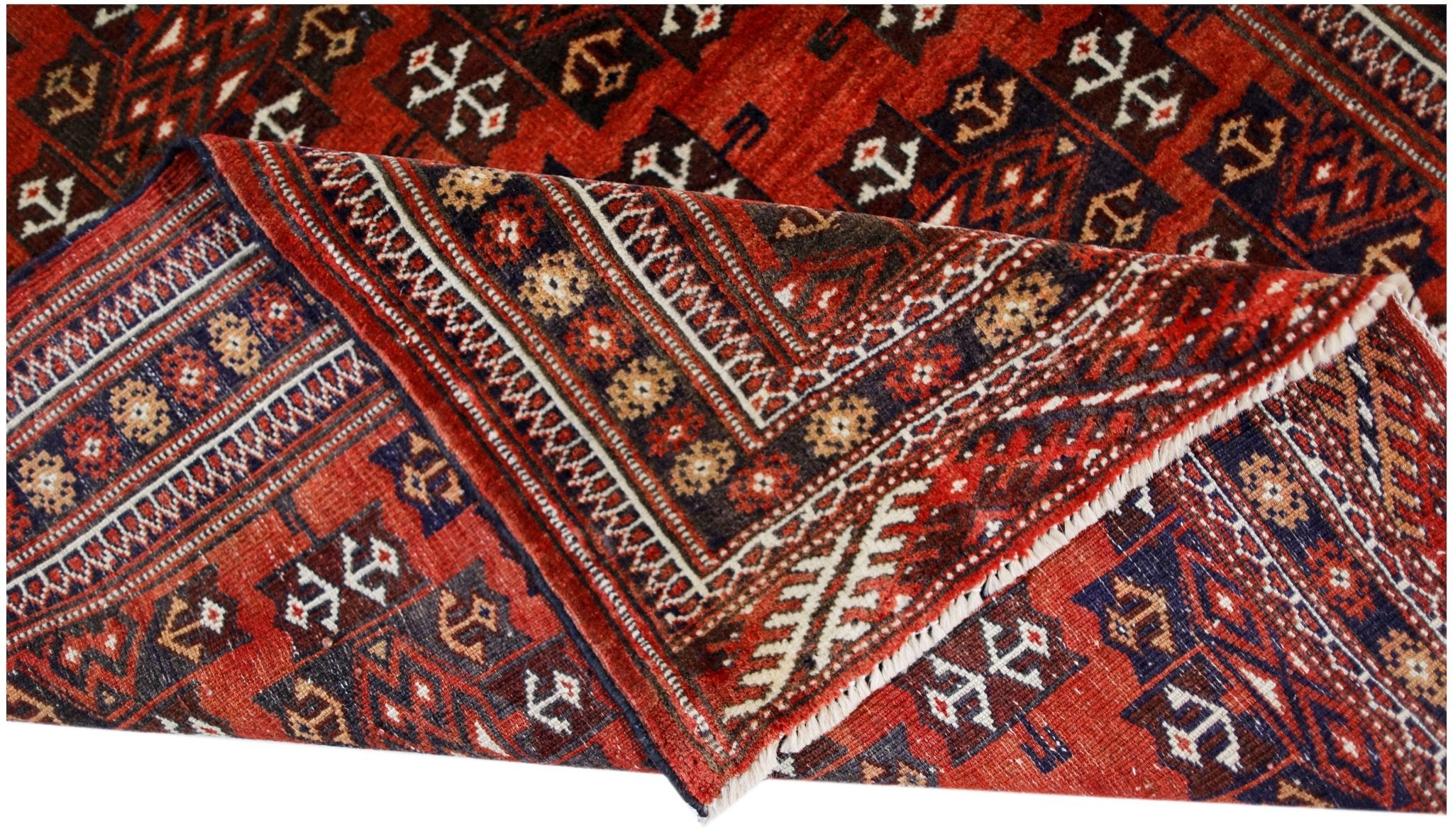 Handmade Vintage Afghan Turkmen Rug | 135 x 108 cm | 4'5" x 3'7" - Najaf Rugs & Textile