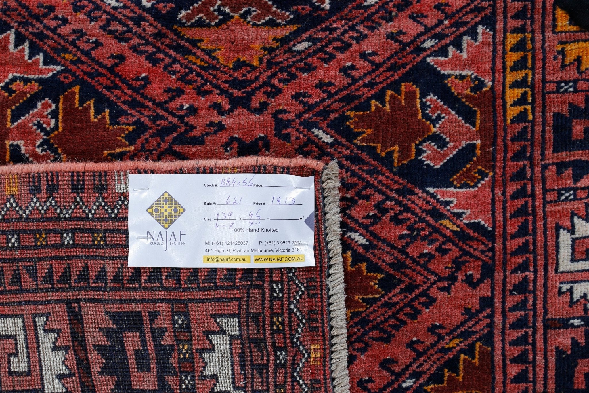 Handmade Vintage Afghan Turkmen Rug | 139 x 95 cm | 4'7" x 3'1" - Najaf Rugs & Textile