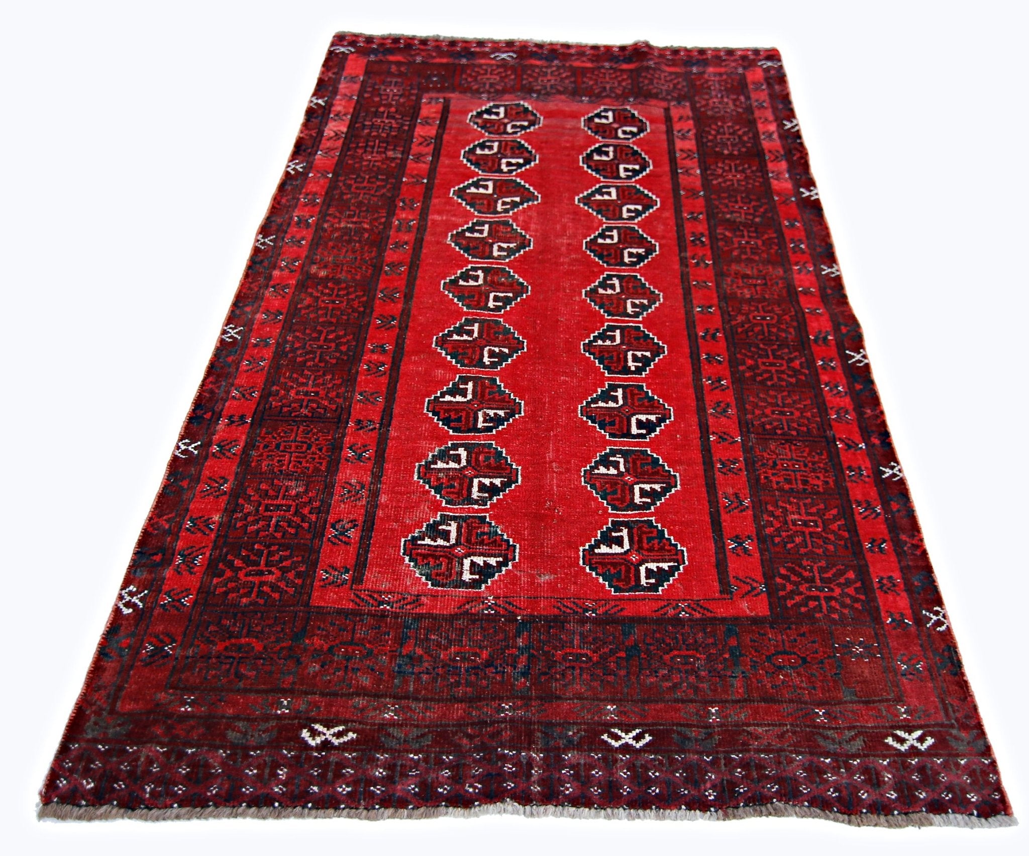 Handmade Vintage Afghan Turkmen Rug | 152 x 98 cm | 5' x 3'2" - Najaf Rugs & Textile