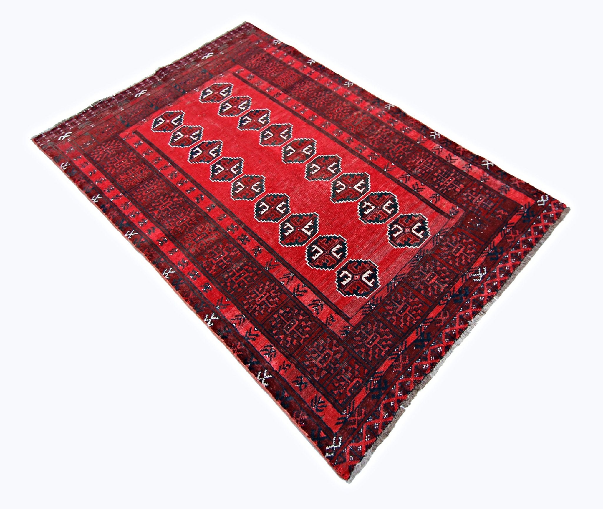 Handmade Vintage Afghan Turkmen Rug | 152 x 98 cm | 5' x 3'2" - Najaf Rugs & Textile