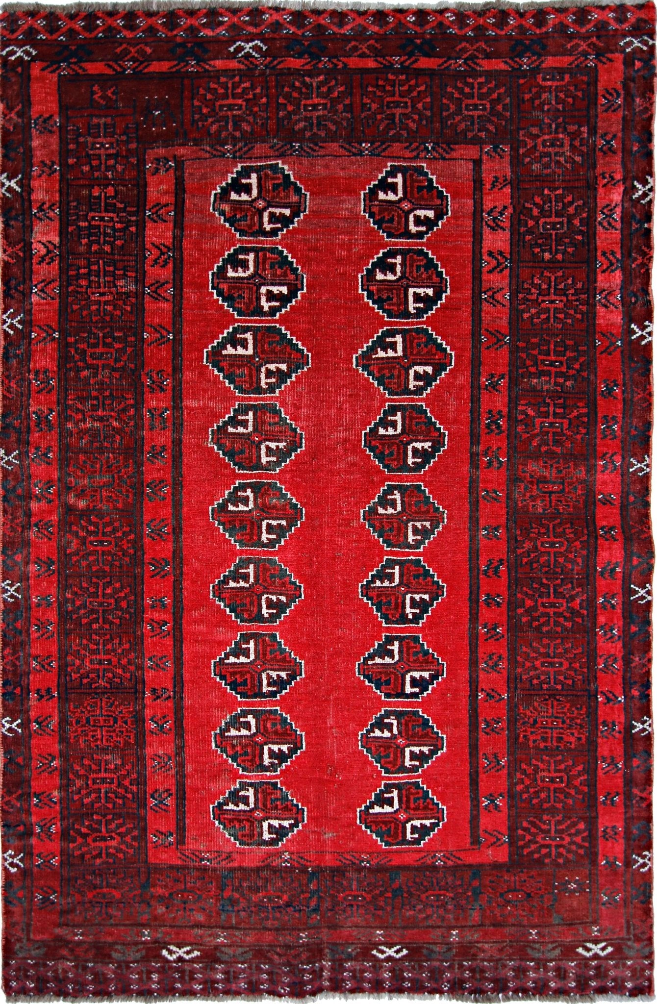 Handmade Vintage Afghan Turkmen Rug | 152 x 98 cm | 5' x 3'2" - Najaf Rugs & Textile