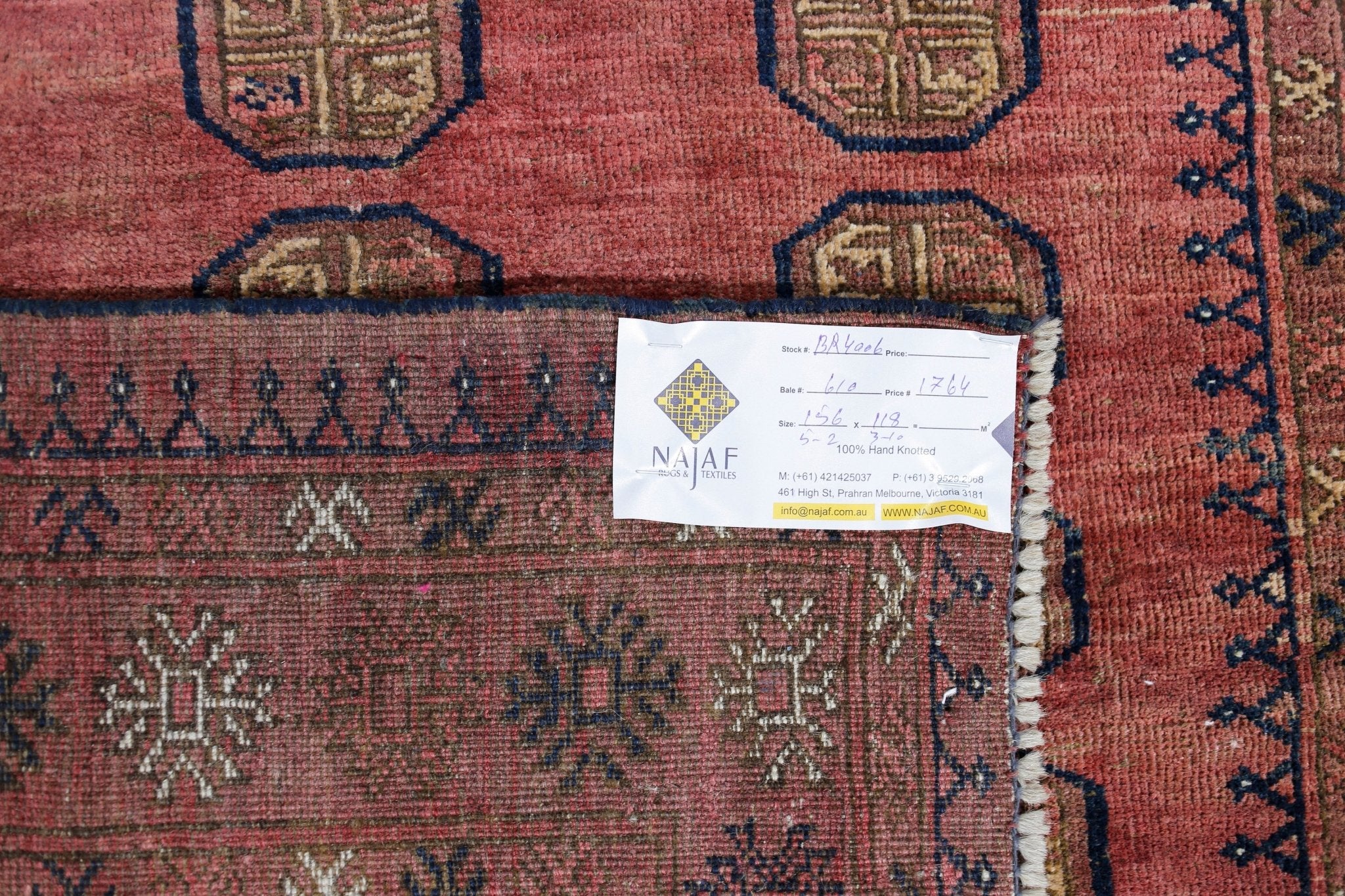 Handmade Vintage Afghan Turkmen Rug | 156 x 118 cm | 5'2" x 3'10" - Najaf Rugs & Textile