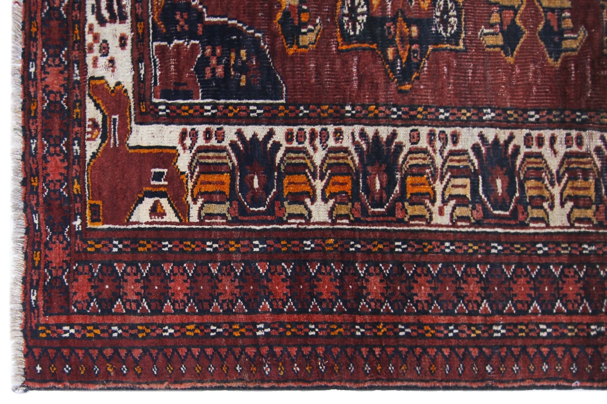 Handmade Vintage Afghan Turkmen Rug | 165 x 108 cm | 5'5" x 3'6" - Najaf Rugs & Textile