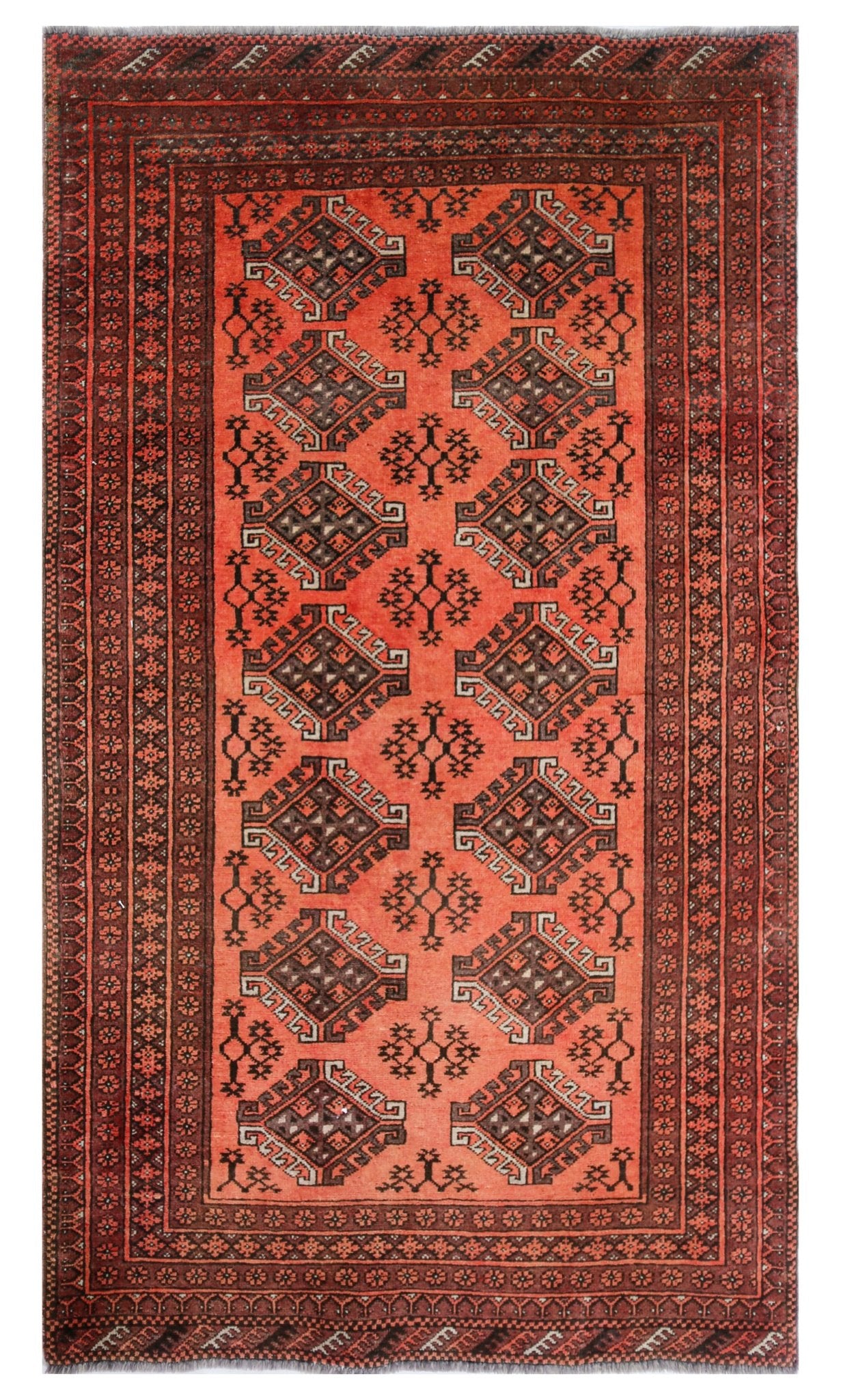Handmade Vintage Afghan Turkmen Rug | 177 x 101 cm | 5'10" x 3'4" - Najaf Rugs & Textile