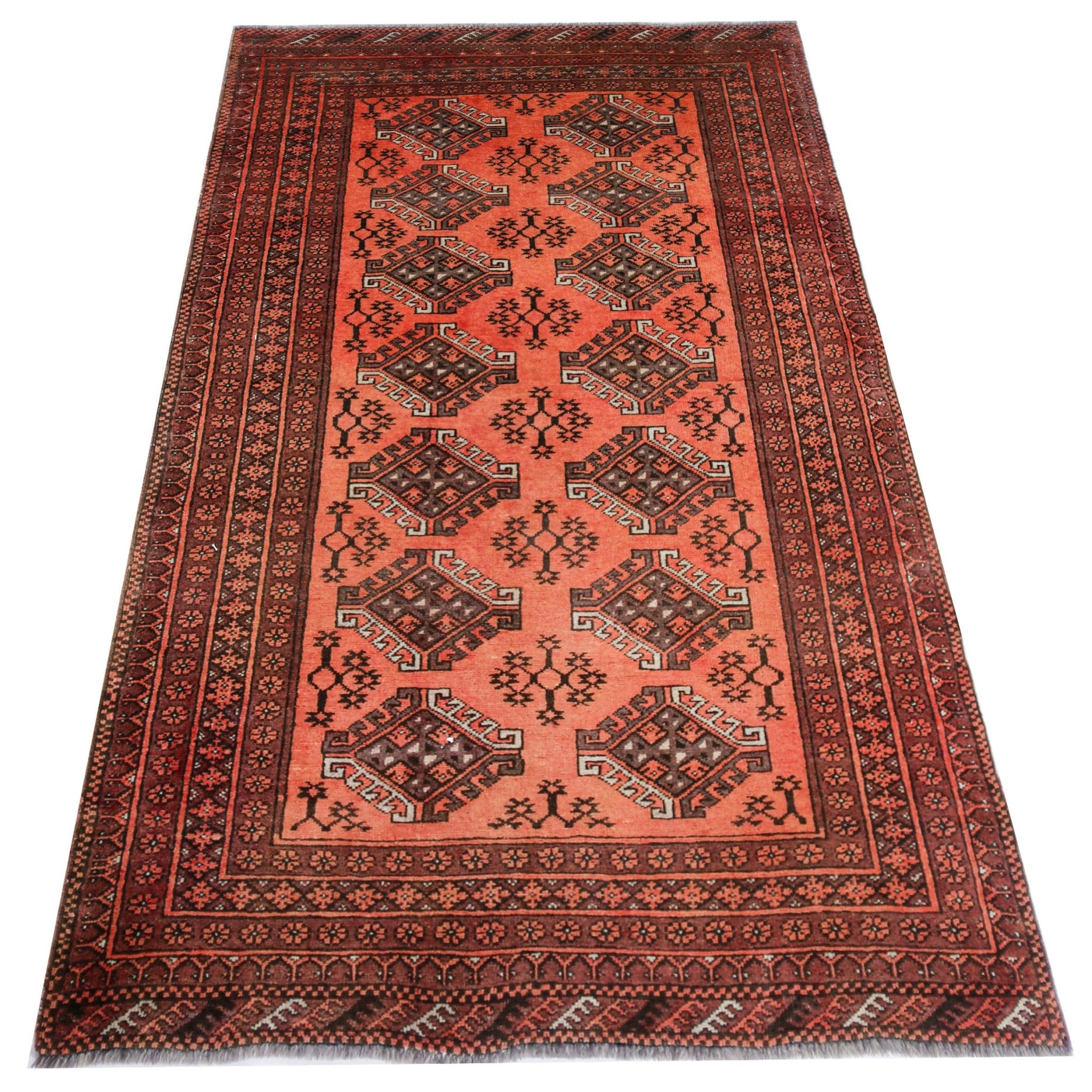 Handmade Vintage Afghan Turkmen Rug | 177 x 101 cm | 5'10" x 3'4" - Najaf Rugs & Textile