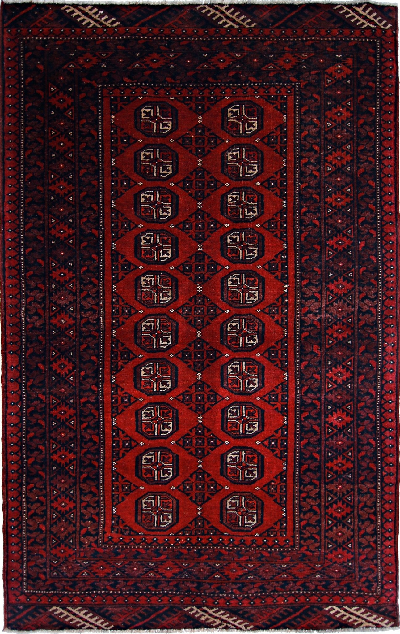 Handmade Vintage Afghan Turkmen Rug | 177 x 114 cm | 5'10" x 3'9" - Najaf Rugs & Textile