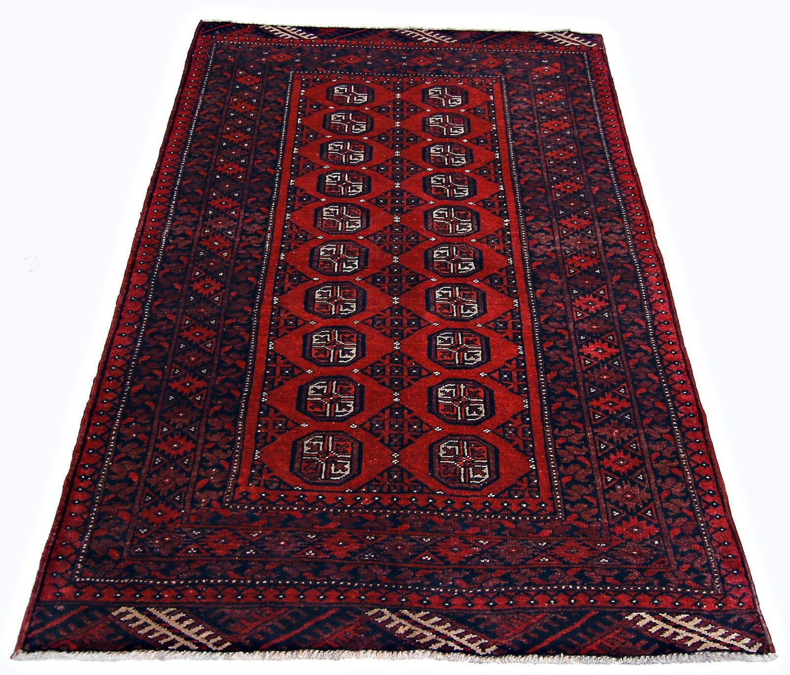 Handmade Vintage Afghan Turkmen Rug | 177 x 114 cm | 5'10" x 3'9" - Najaf Rugs & Textile