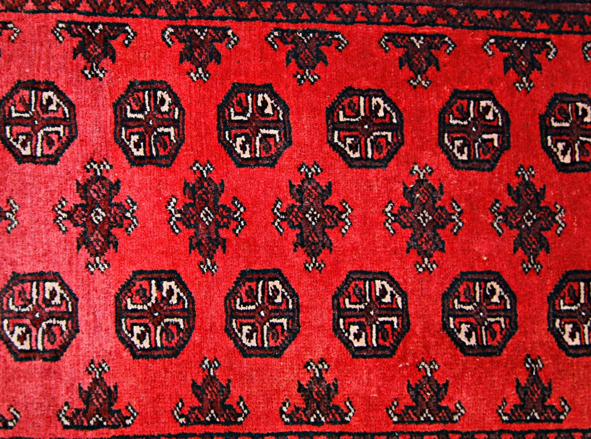 Handmade Vintage Afghan Turkmen Rug | 178 x 101 cm | 5'10" x 3'4" - Najaf Rugs & Textile