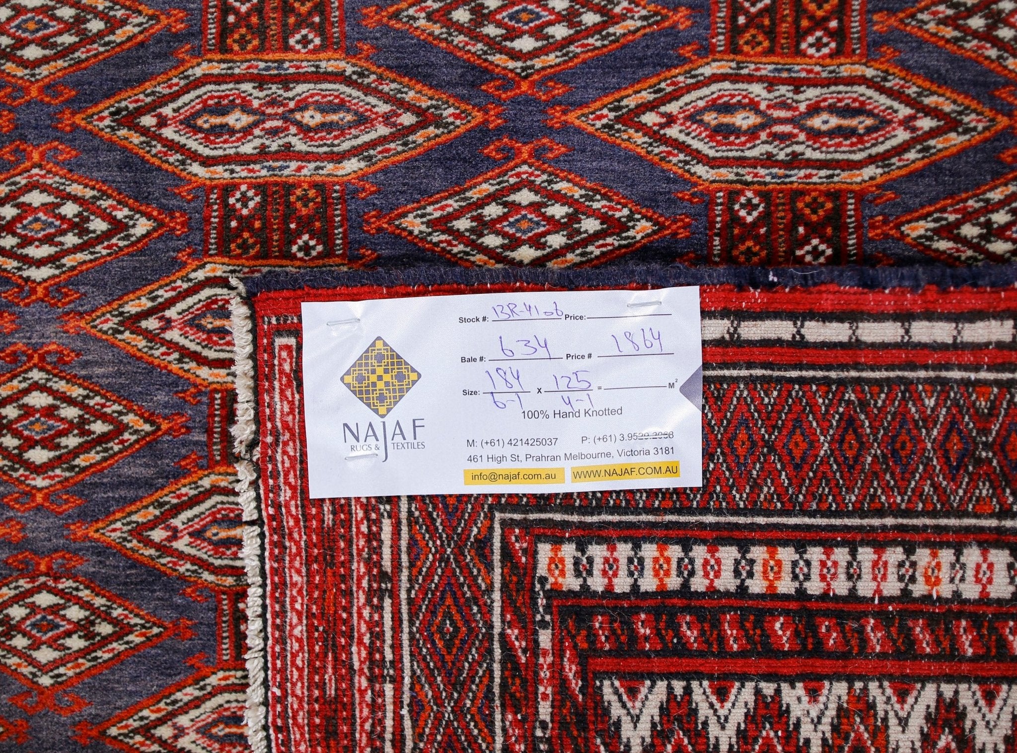 Handmade Vintage Afghan Turkmen Rug | 184 x 125 cm | 6'1" x 4'1" - Najaf Rugs & Textile