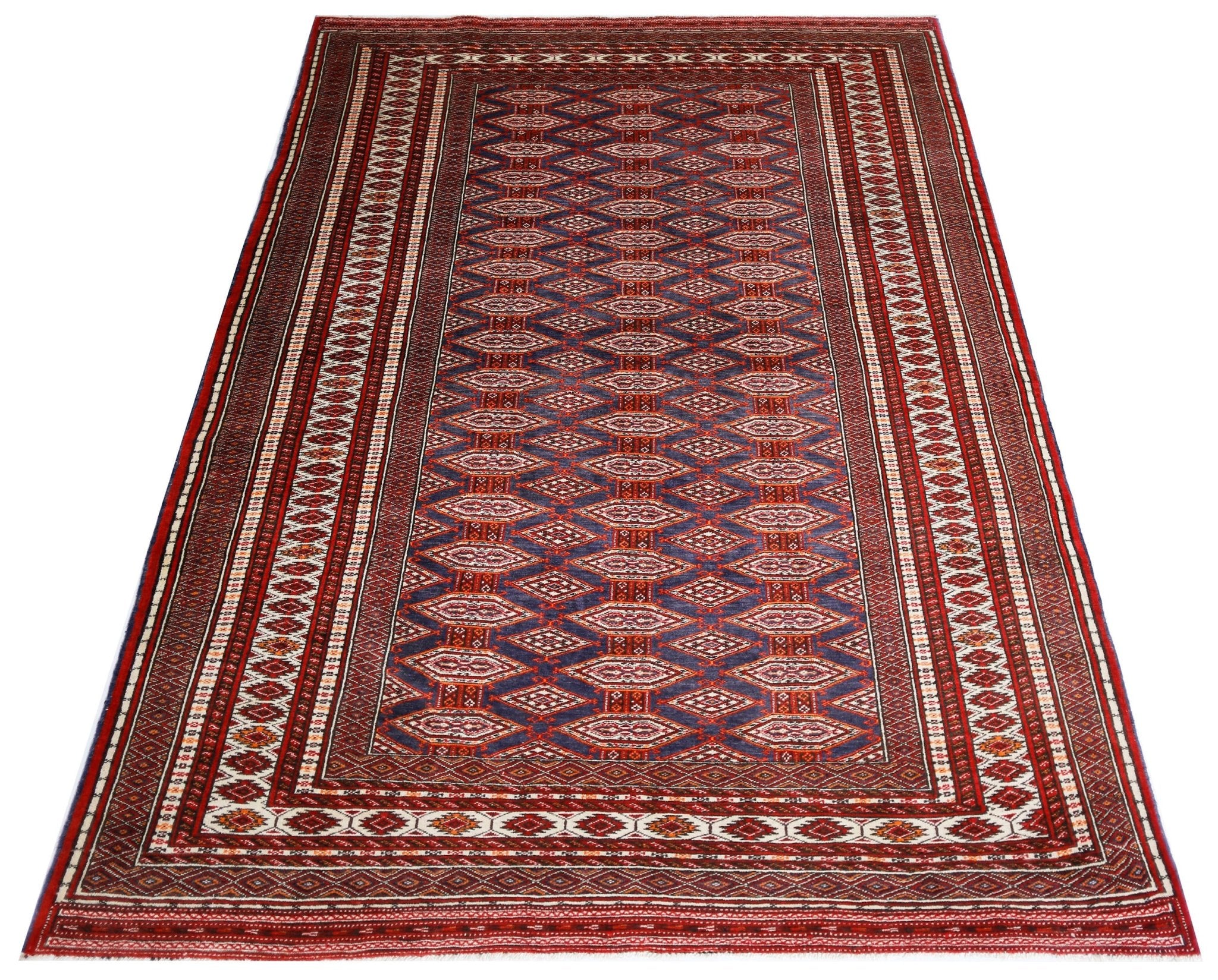 Handmade Vintage Afghan Turkmen Rug | 184 x 125 cm | 6'1" x 4'1" - Najaf Rugs & Textile