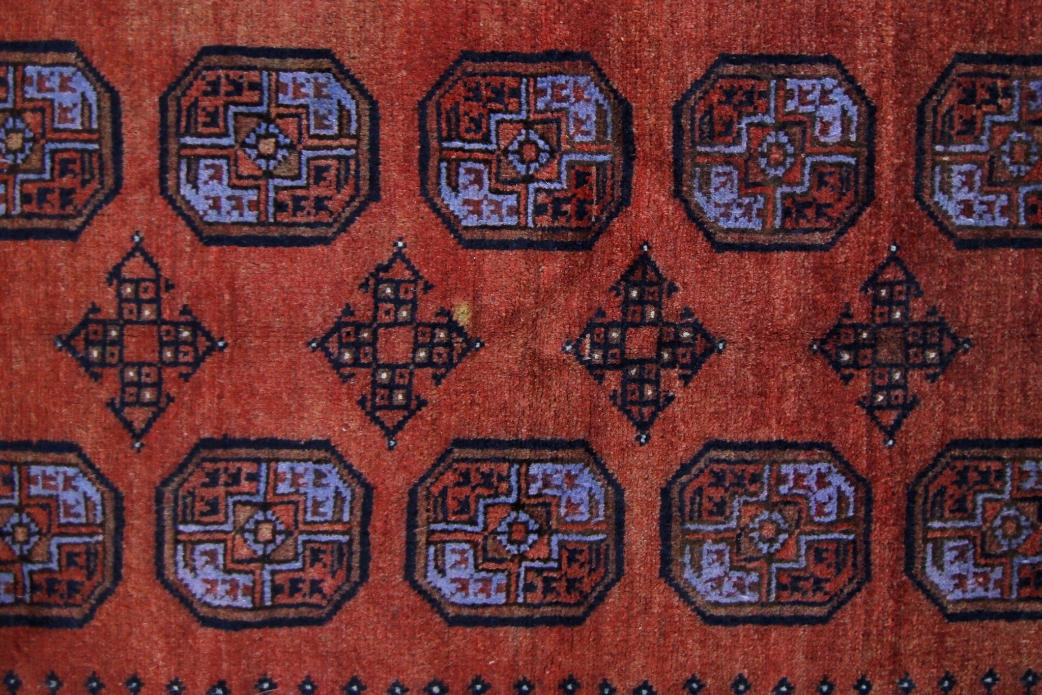 Handmade Vintage Afghan Turkmen Rug | 187 x 100 cm | 6'2" x 3'3" - Najaf Rugs & Textile