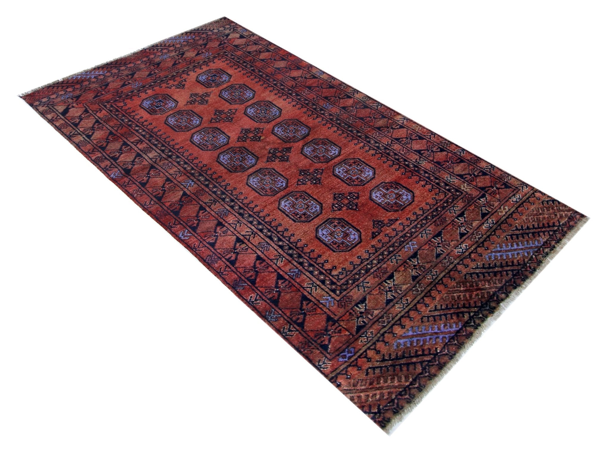 Handmade Vintage Afghan Turkmen Rug | 187 x 100 cm | 6'2" x 3'3" - Najaf Rugs & Textile