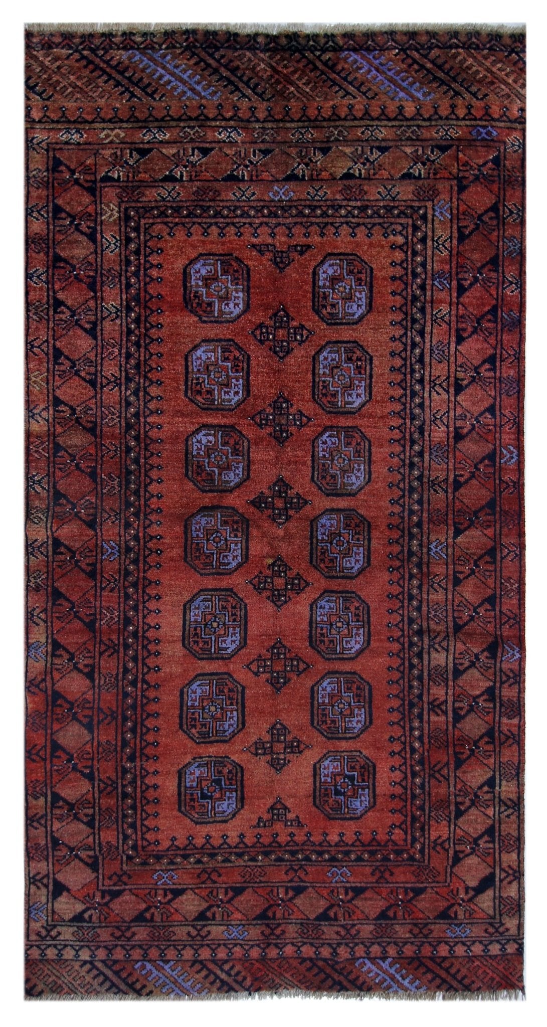 Handmade Vintage Afghan Turkmen Rug | 187 x 100 cm | 6'2" x 3'3" - Najaf Rugs & Textile