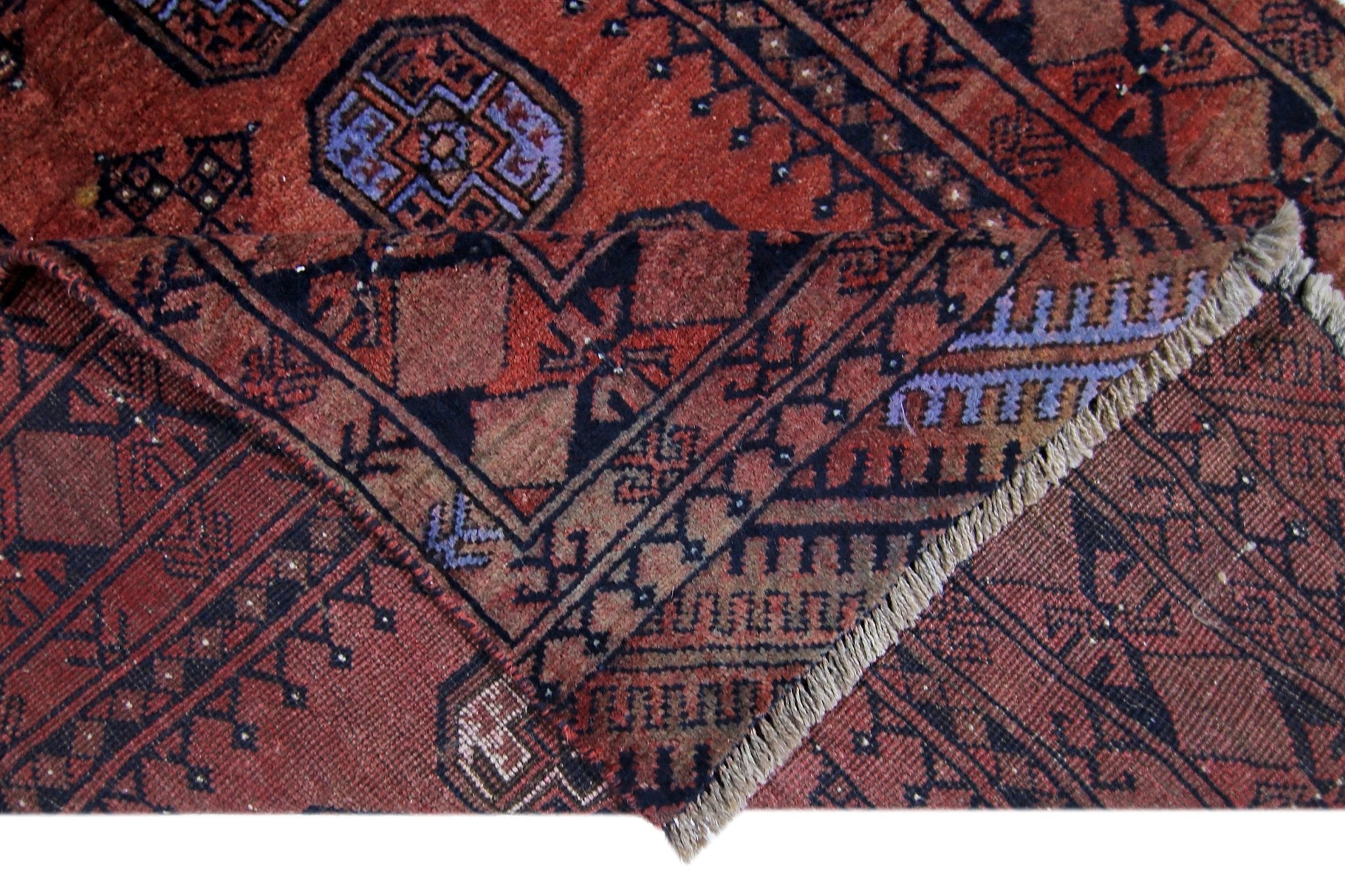 Handmade Vintage Afghan Turkmen Rug | 187 x 100 cm | 6'2" x 3'3" - Najaf Rugs & Textile