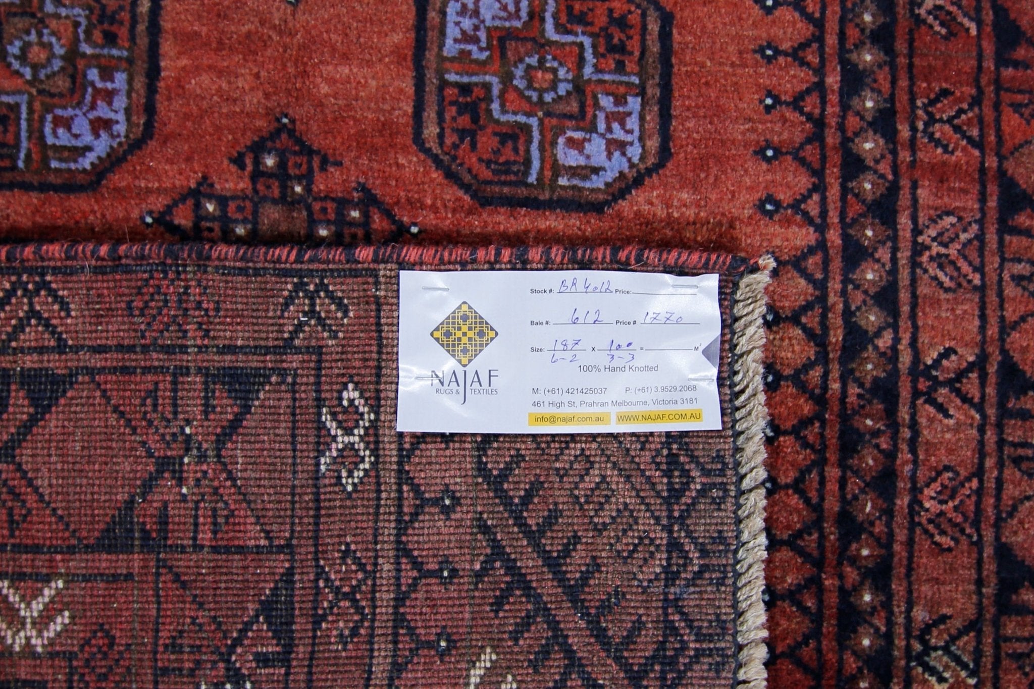 Handmade Vintage Afghan Turkmen Rug | 187 x 100 cm | 6'2" x 3'3" - Najaf Rugs & Textile