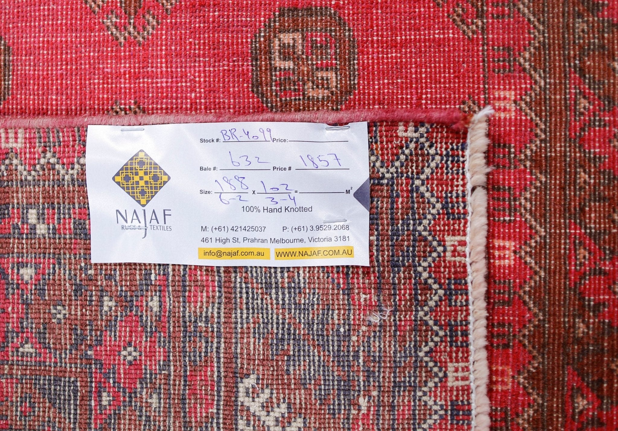 Handmade Vintage Afghan Turkmen Rug | 188 x 102 cm | 6'2" x 3'4" - Najaf Rugs & Textile