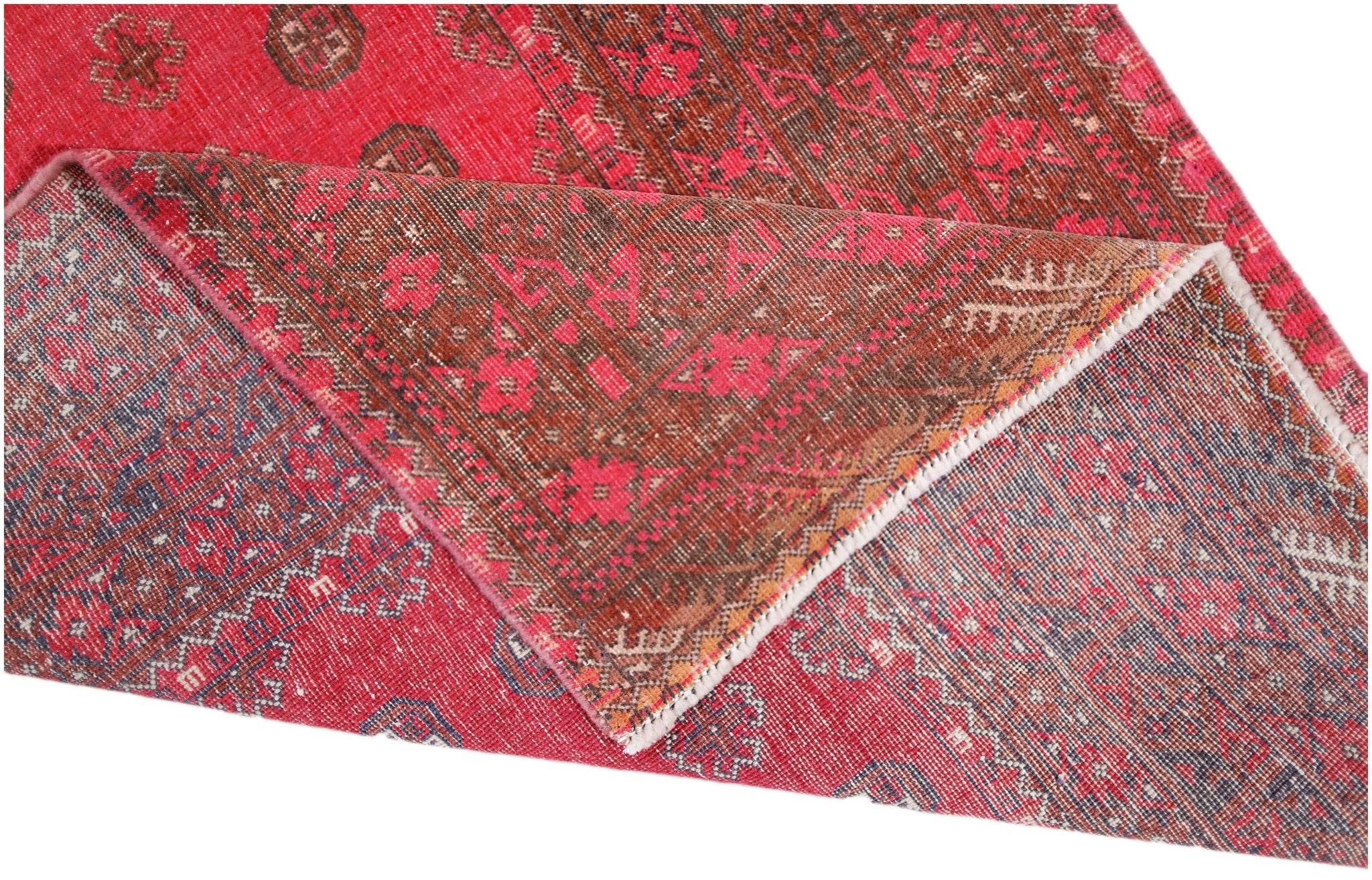 Handmade Vintage Afghan Turkmen Rug | 188 x 102 cm | 6'2" x 3'4" - Najaf Rugs & Textile