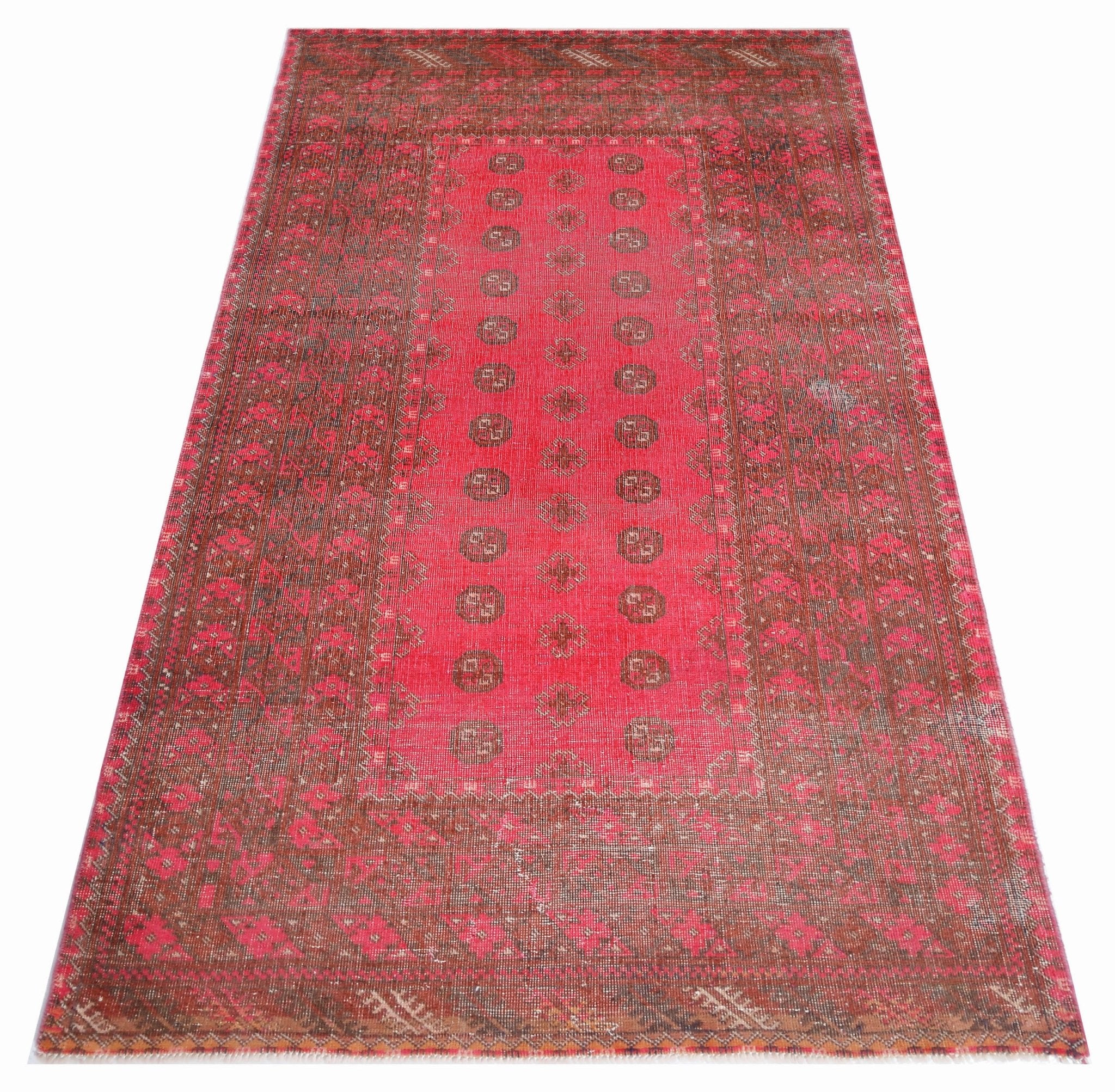 Handmade Vintage Afghan Turkmen Rug | 188 x 102 cm | 6'2" x 3'4" - Najaf Rugs & Textile