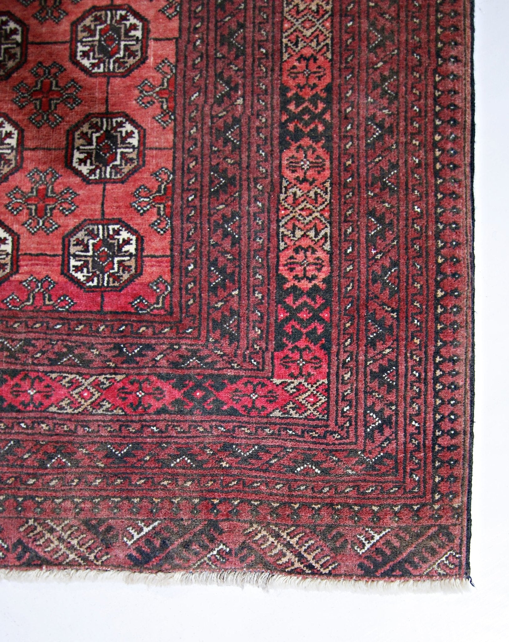 Handmade Vintage Afghan Turkmen Rug | 190 x 100 cm | 6'3" x 3'3" - Najaf Rugs & Textile