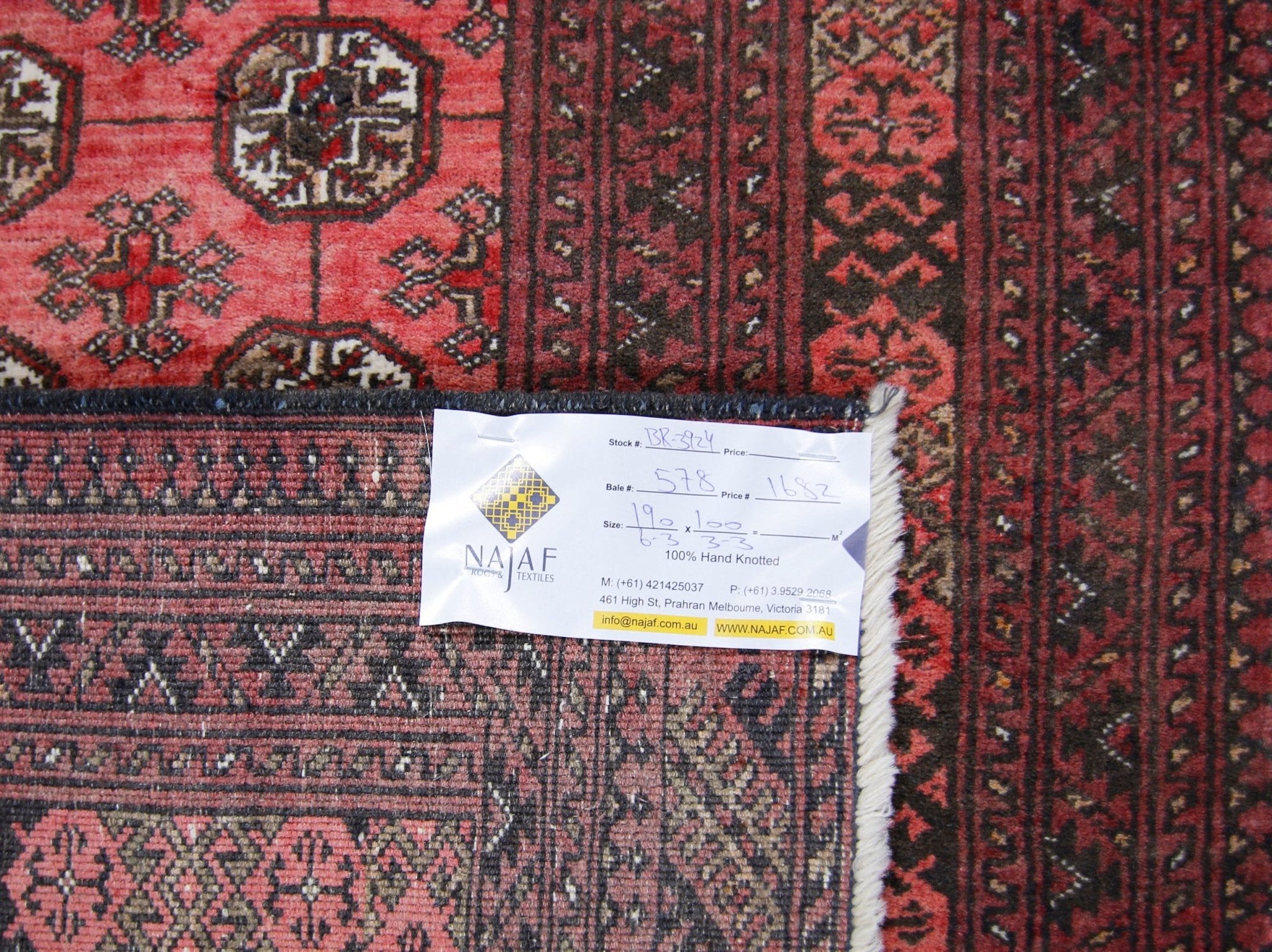 Handmade Vintage Afghan Turkmen Rug | 190 x 100 cm | 6'3" x 3'3" - Najaf Rugs & Textile