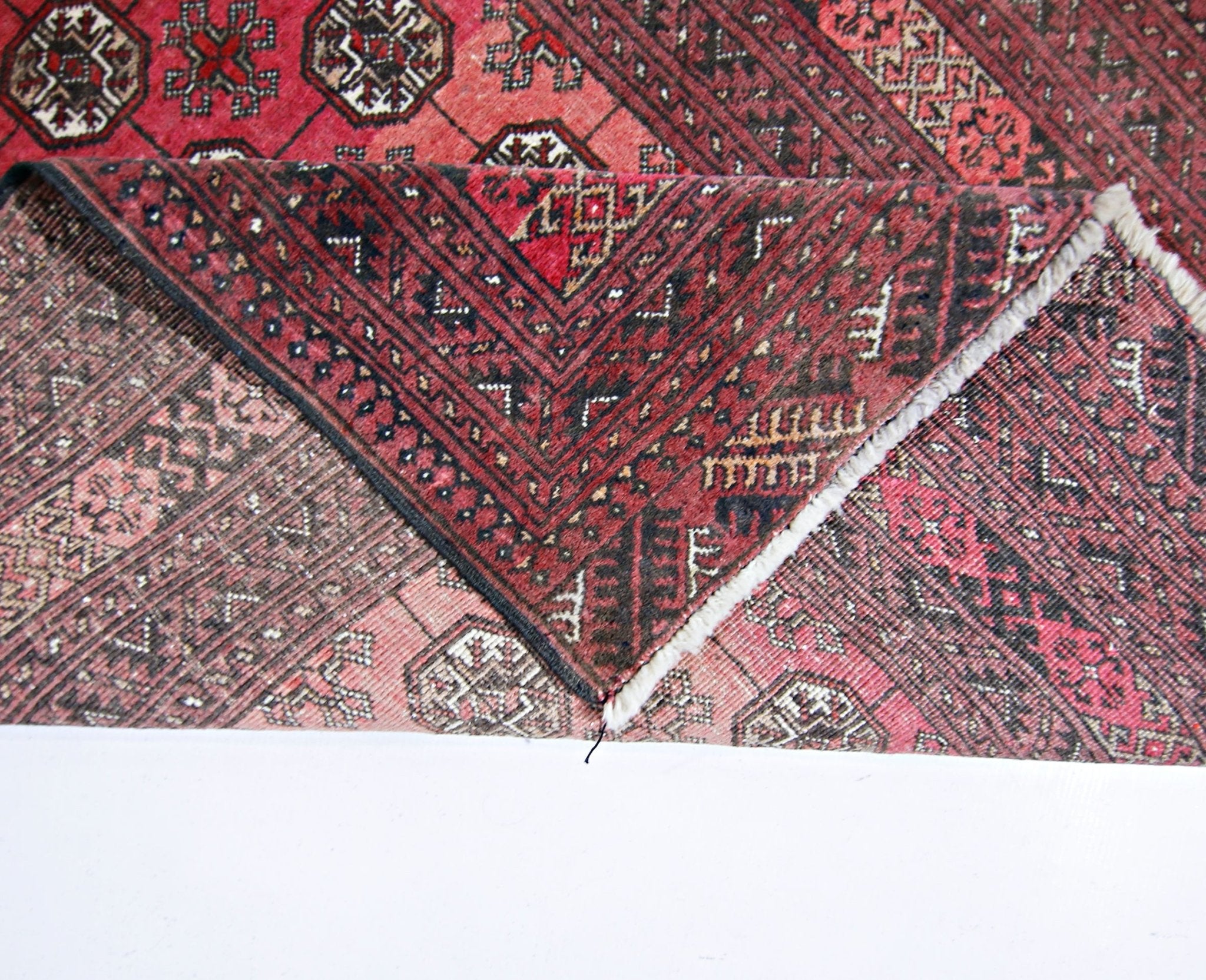 Handmade Vintage Afghan Turkmen Rug | 190 x 100 cm | 6'3" x 3'3" - Najaf Rugs & Textile