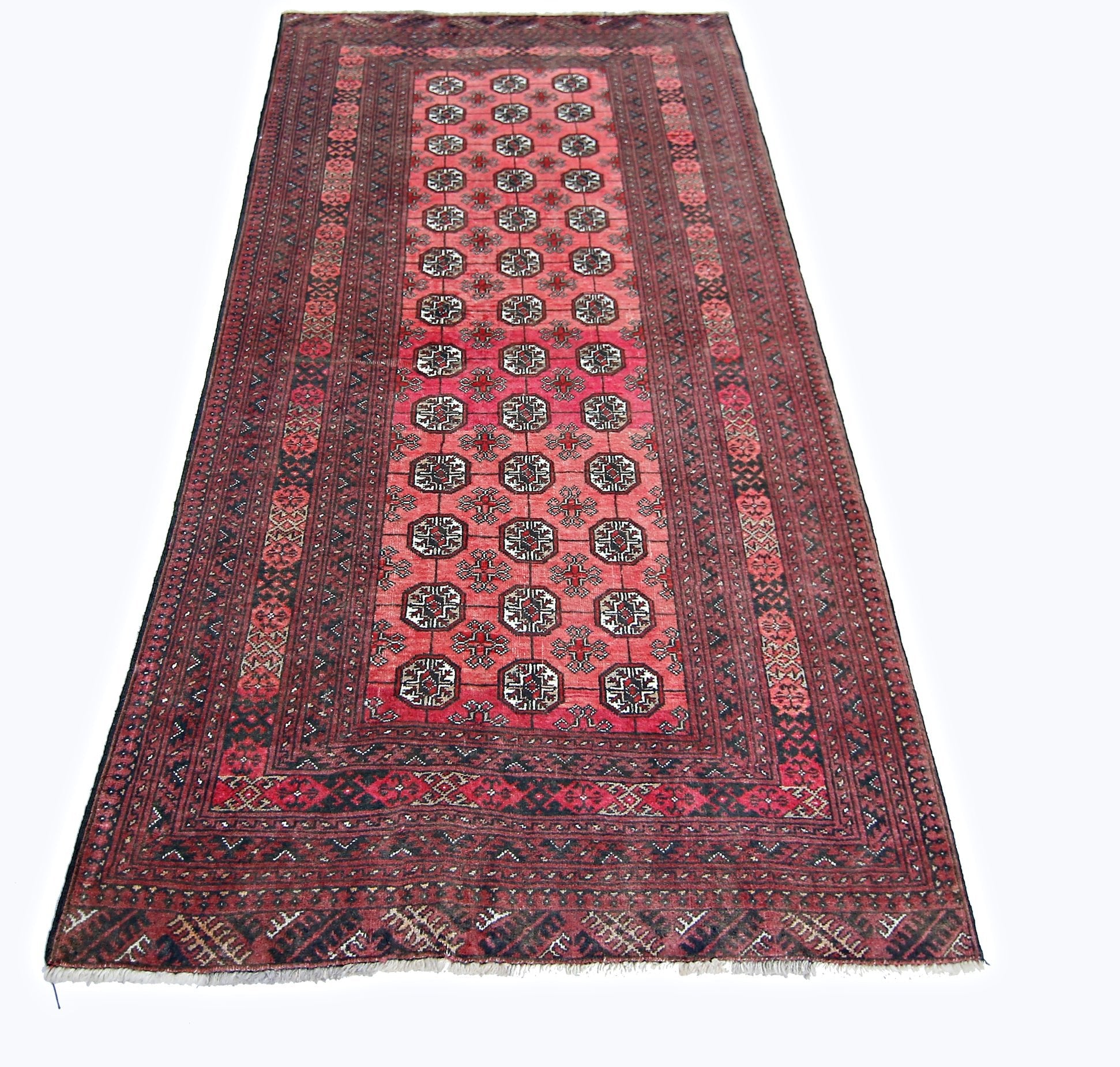Handmade Vintage Afghan Turkmen Rug | 190 x 100 cm | 6'3" x 3'3" - Najaf Rugs & Textile