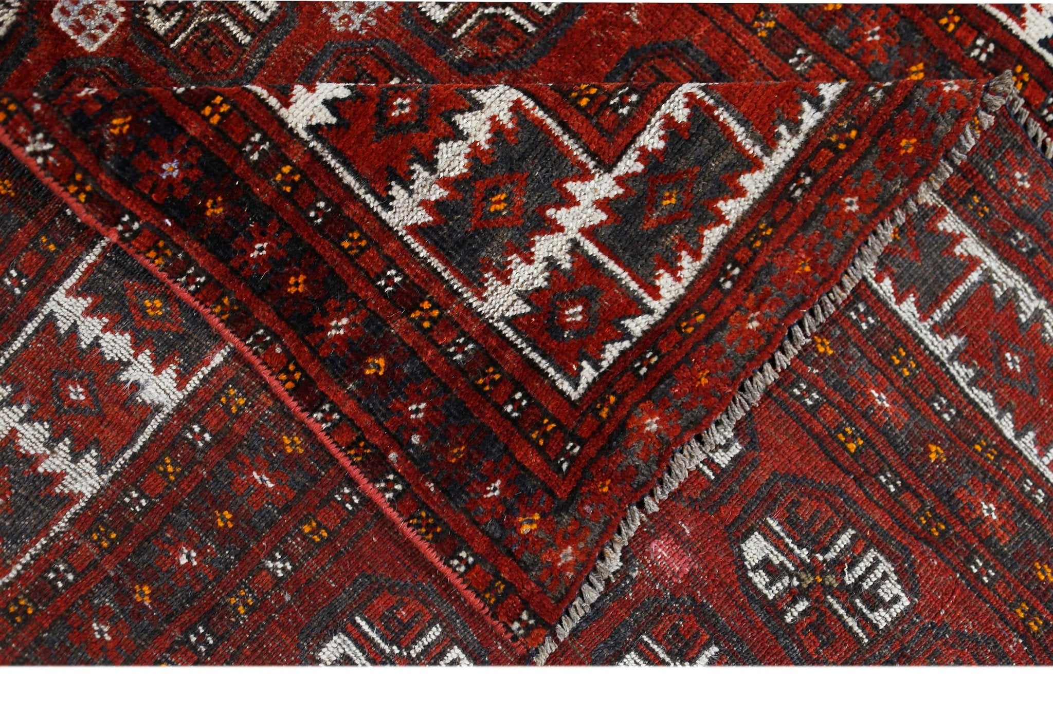 Handmade Vintage Afghan Turkmen Rug | 191 x 130 cm | 6'3" x 4'3" - Najaf Rugs & Textile