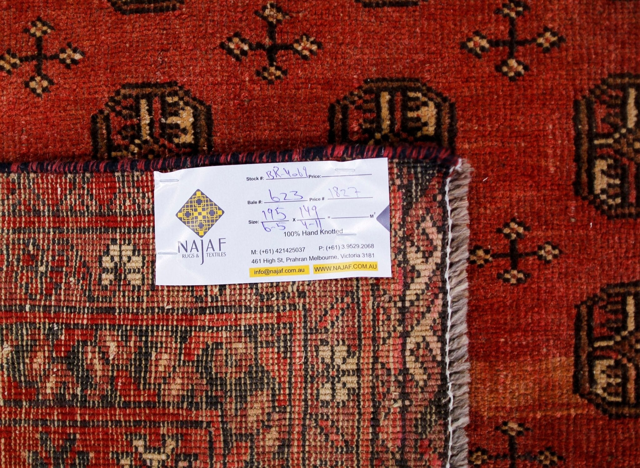 Handmade Vintage Afghan Turkmen Rug | 195 x 149 cm | 6'5" x 4'11" - Najaf Rugs & Textile