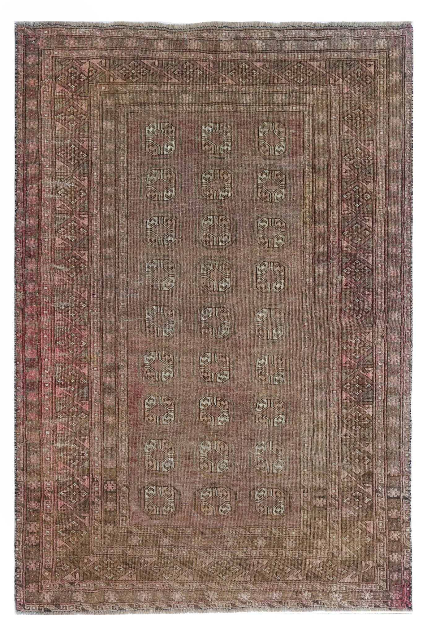 Handmade Vintage Afghan Turkmen Rug | 197 x 129 cm | 6'6" x 4'3" - Najaf Rugs & Textile