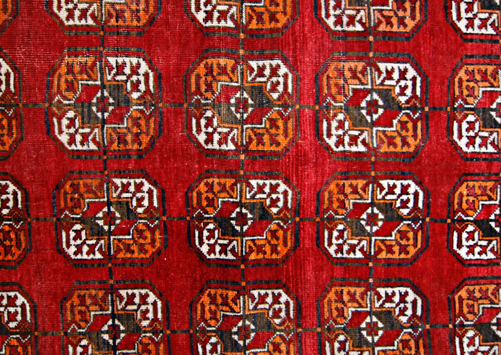 Handmade Vintage Afghan Turkmen Rug | 201 x 112 cm | 6'7" x 3'8" - Najaf Rugs & Textile